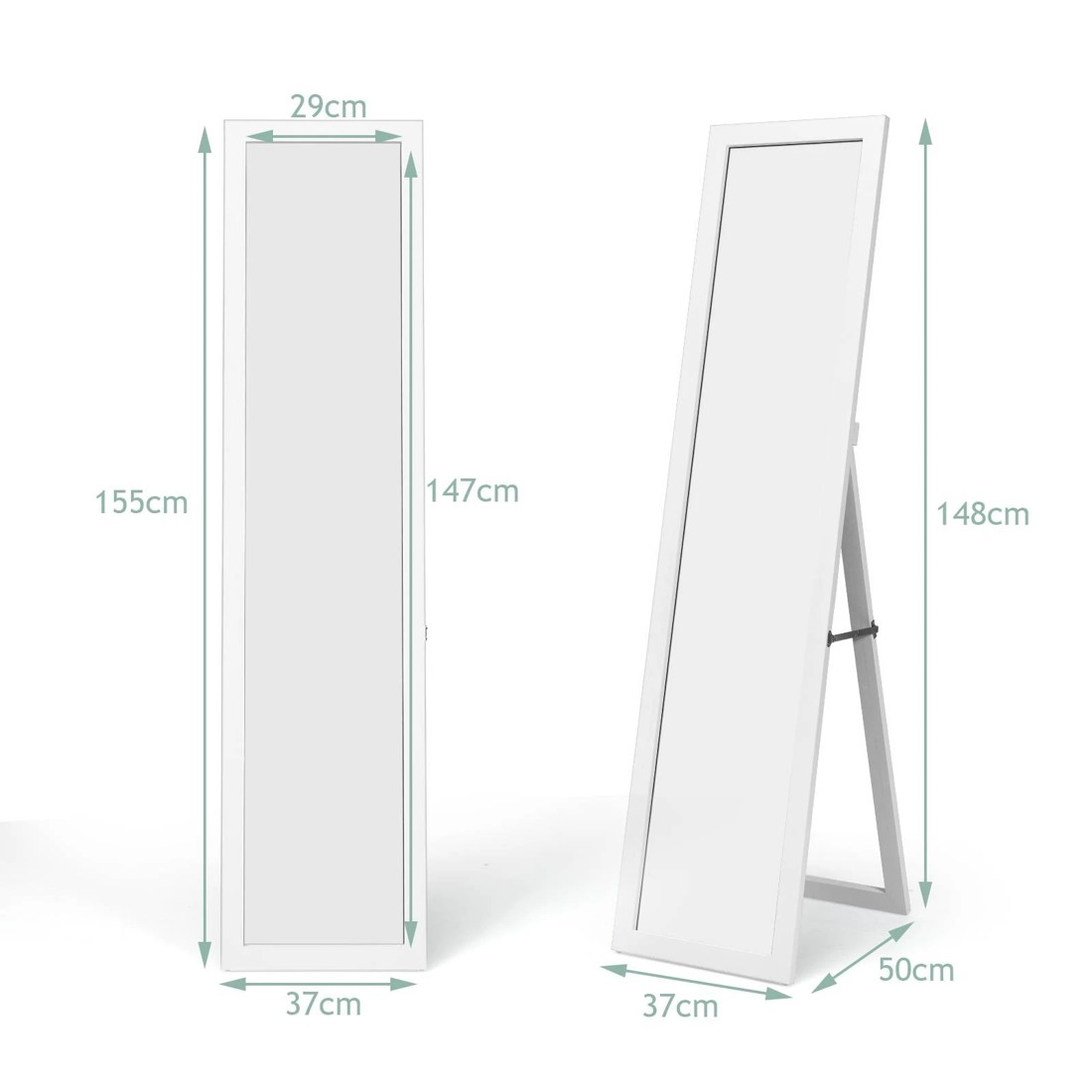 2 Costway 2-in-1 Full Length Mirror 155 x 37cm Wall Mounted Mirror w/Stand, 2 of 3