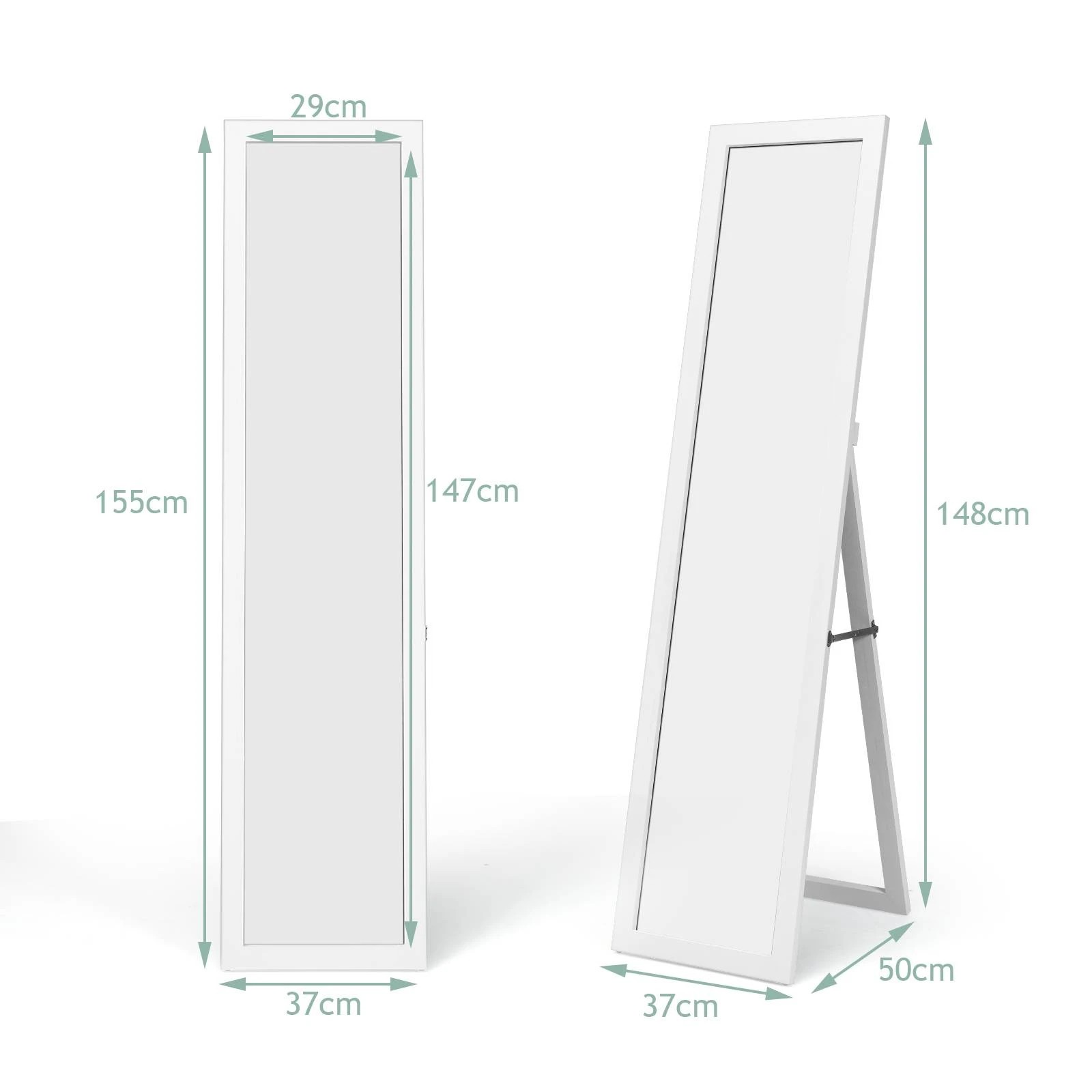 2 Costway 2-in-1 Full Length Mirror 155 x 37cm Wall Mounted Mirror w/Stand, 2 of 3