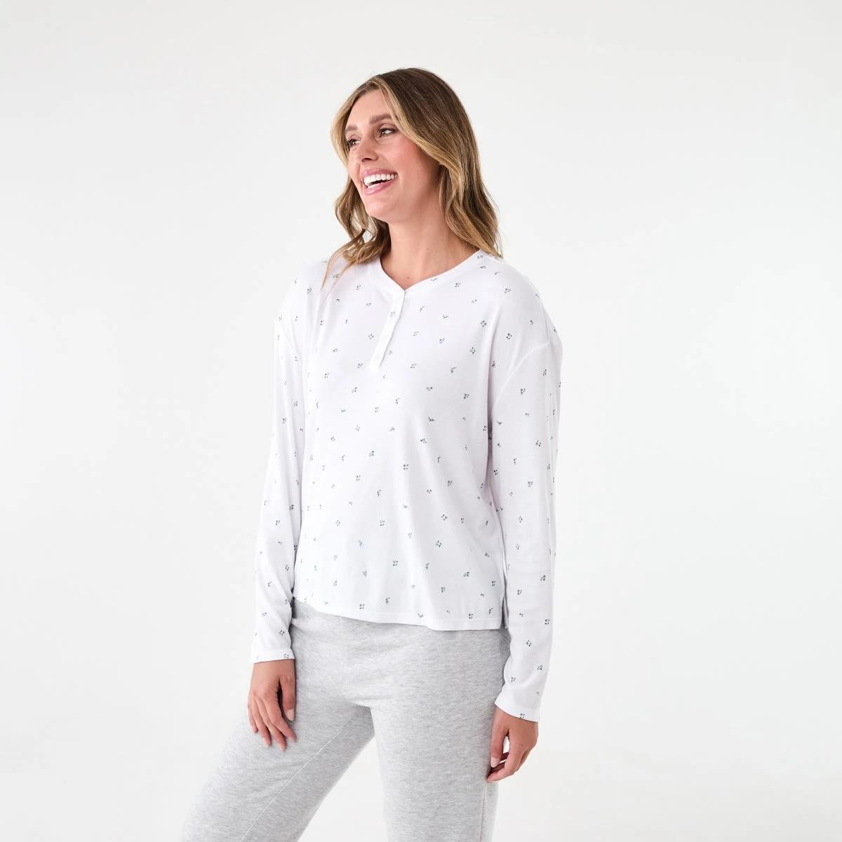 2 Long Sleeve Comfort Rib Top Sm Ditsy W, 2 of 5