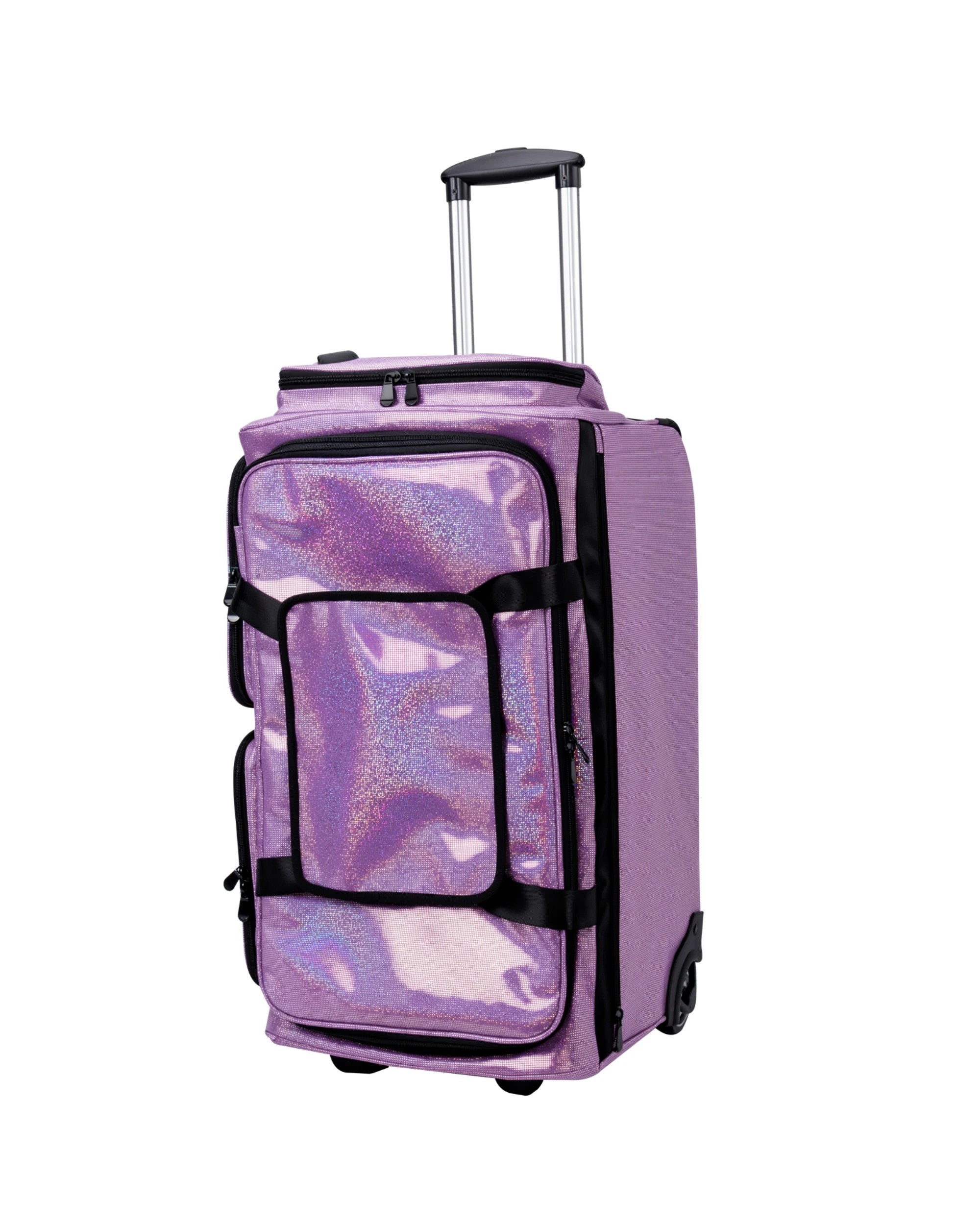 3 Advwin 26" Rolling Dance Bag with Instant Changing Design Glitter - Purple, 3 of 10