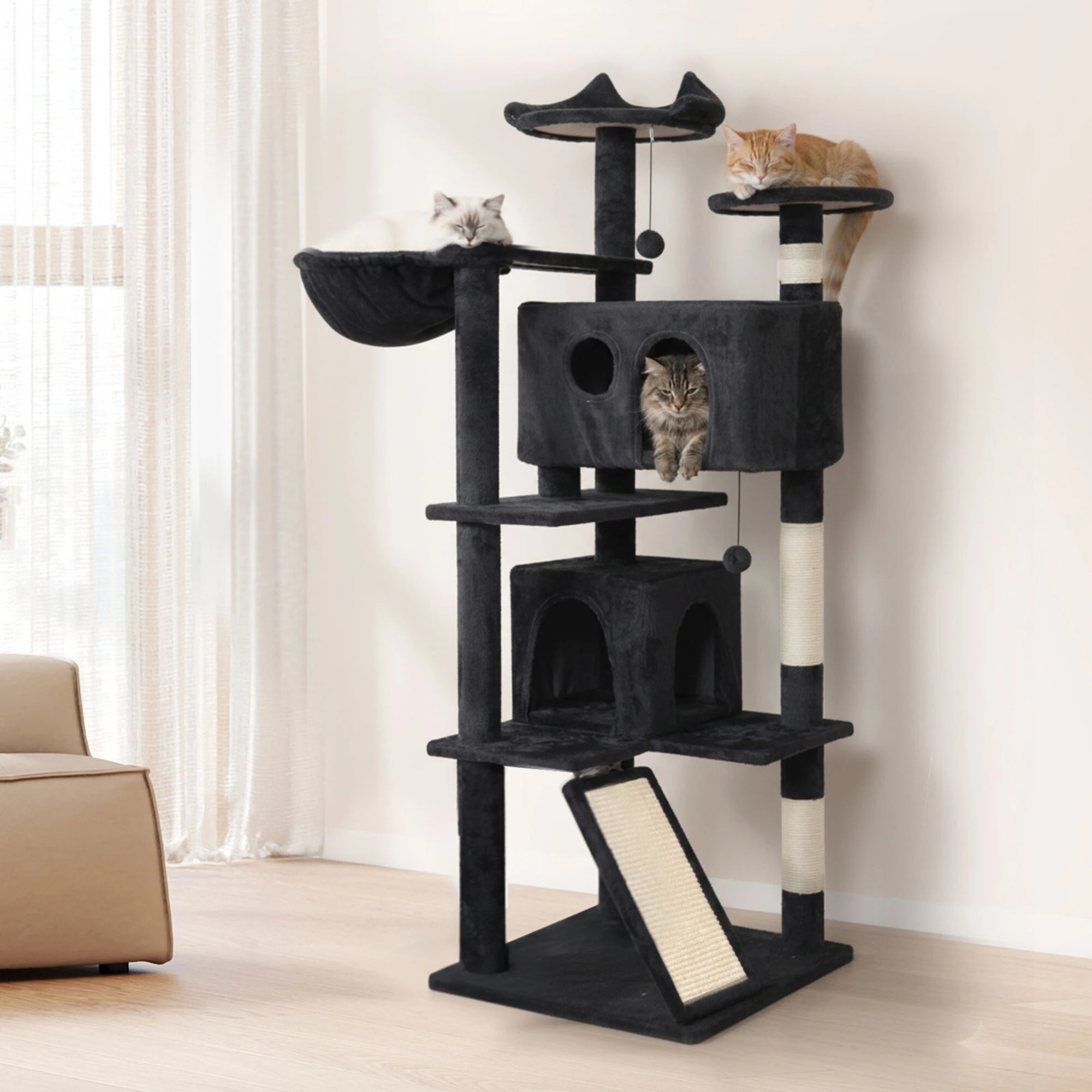 7 Pawz Cat Tree 145cm - Black, 7 of 9