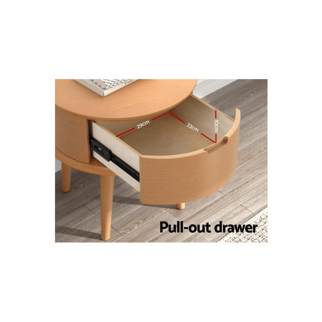 4 Artiss Curved Bedside Table - Natural, 4 of 7