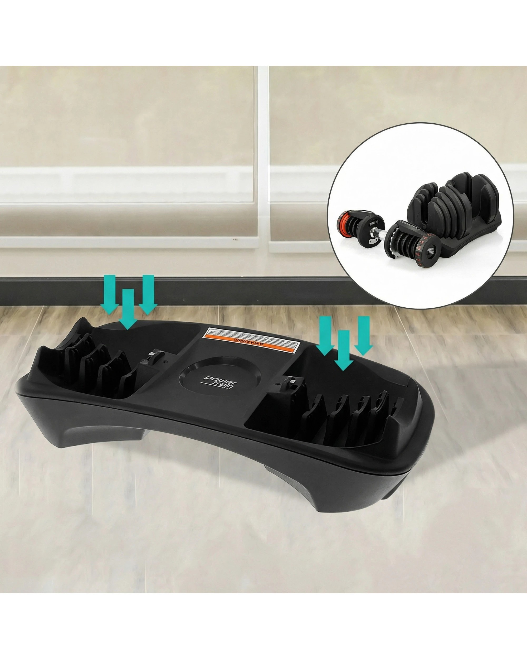 6 Powertrain 80KG Adjustable Dumbbell Set and Stand with Heavy-Duty FID Bench - Black, 6 of 10
