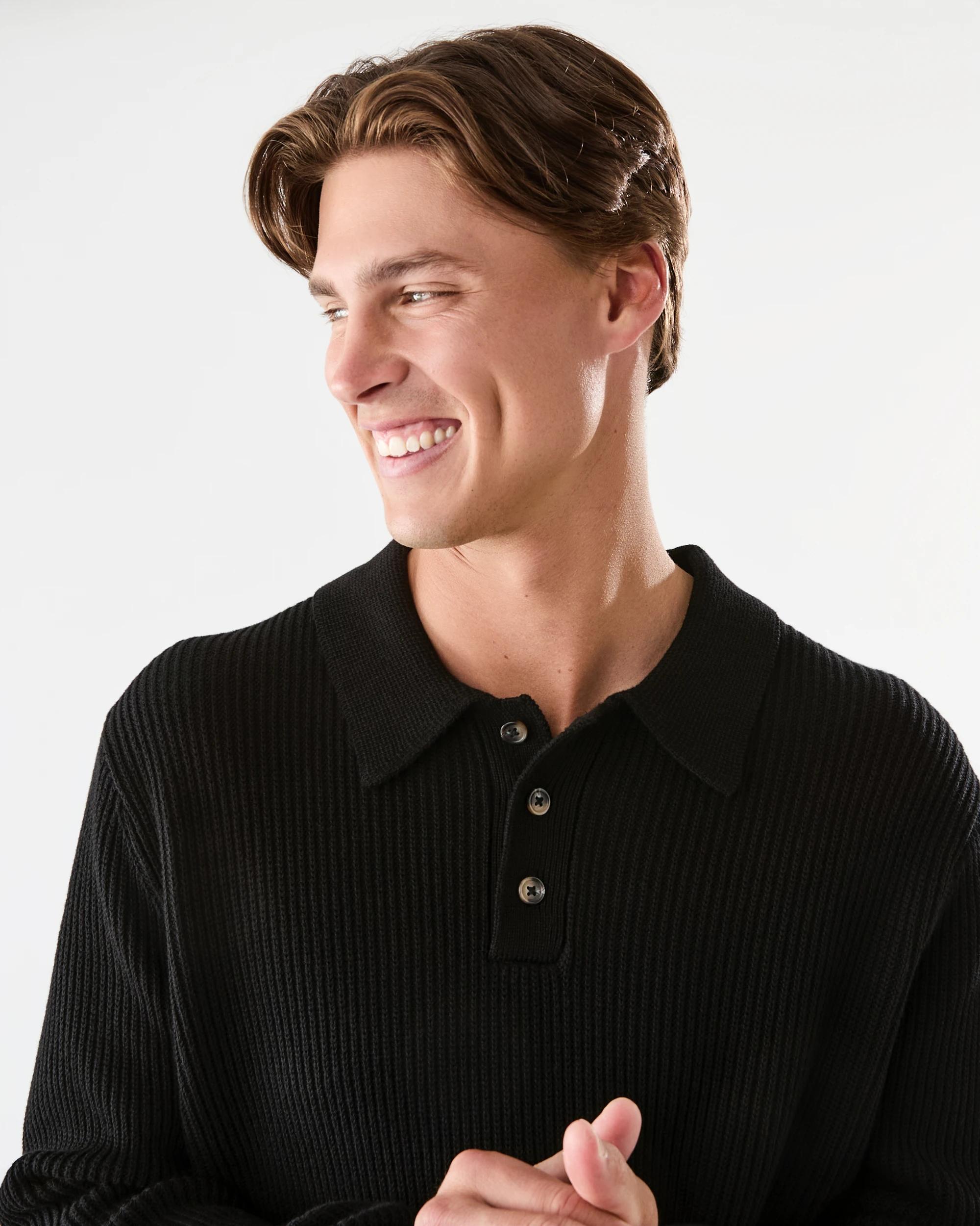 4 Knit Polo Shirt Black, 4 of 7