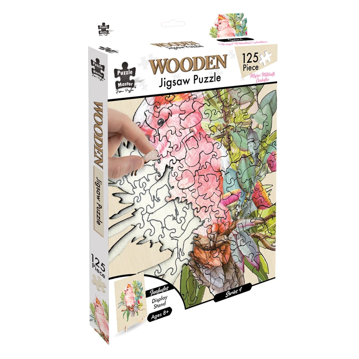 8 Puzzle Master Shaped Wooden Jigsaw Puzzle, Major Mitchell Cockatoo, 8 of 8