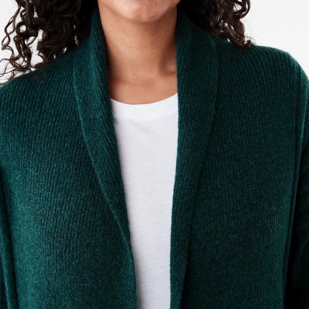 5 Longline Rib Cardigan Green Marl, 5 of 6