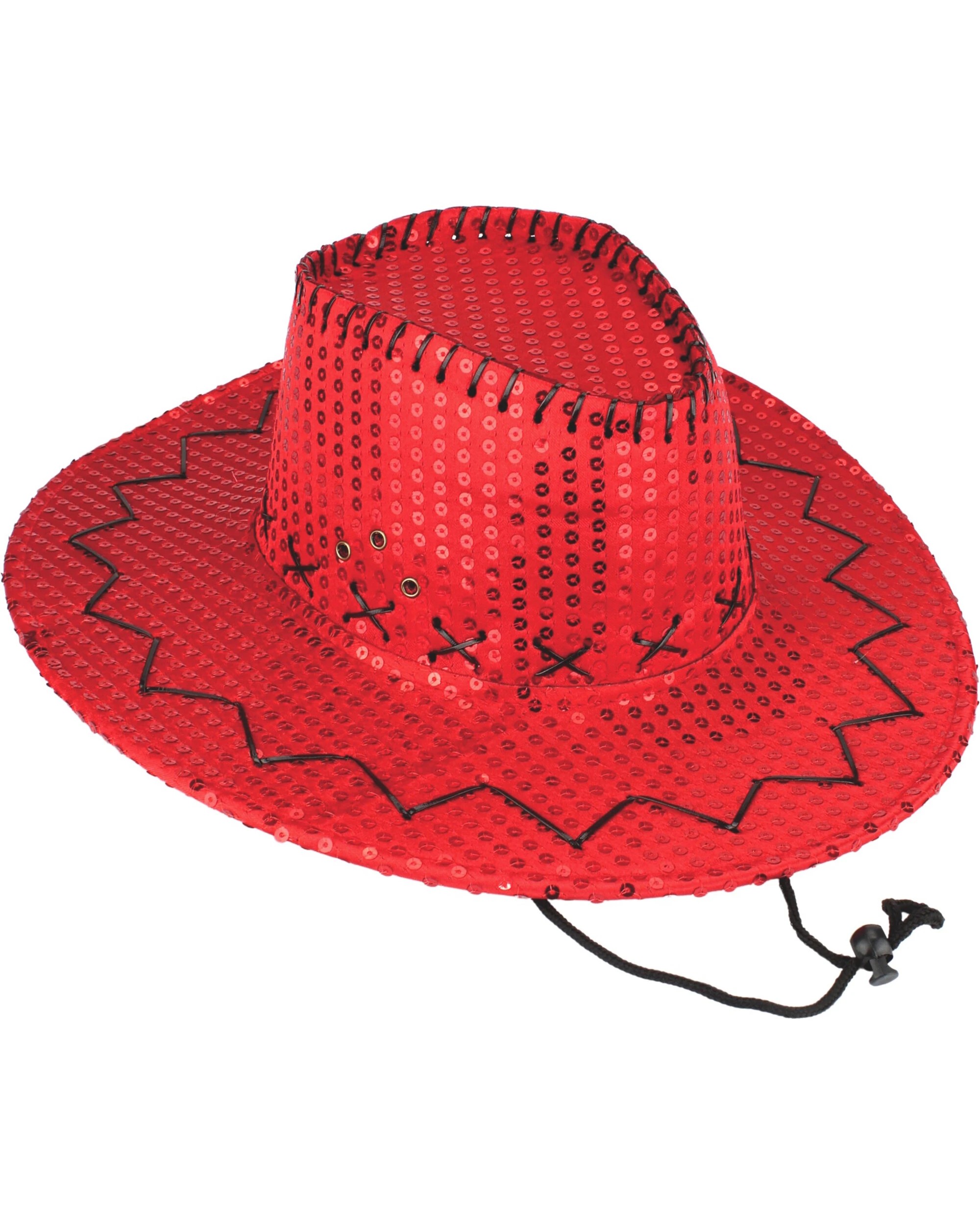 1 JD Party Adult Sequin Outback Cowboy Hat - Red, 1 of 1