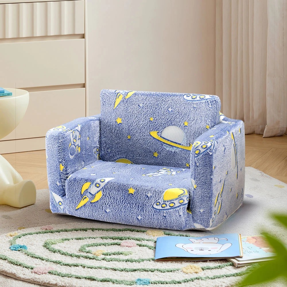 3 Playpals 2-in-1 Kids Sofa Convertible Couch Fold Out Toddler Sofa - Blue, 3 of 3