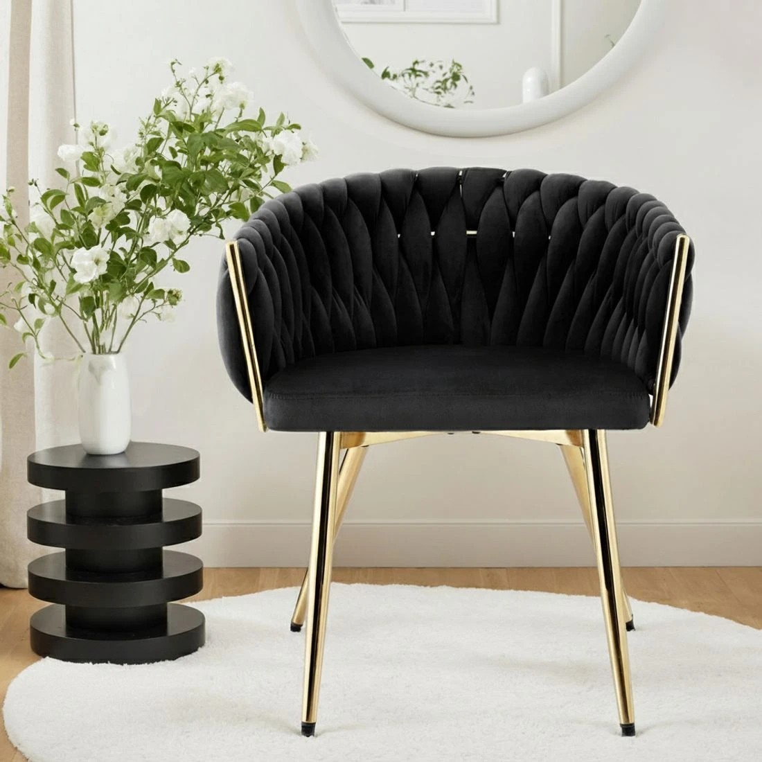 5 Artiss Dining Chair Vanity Chairs Armchair - Black, 5 of 6