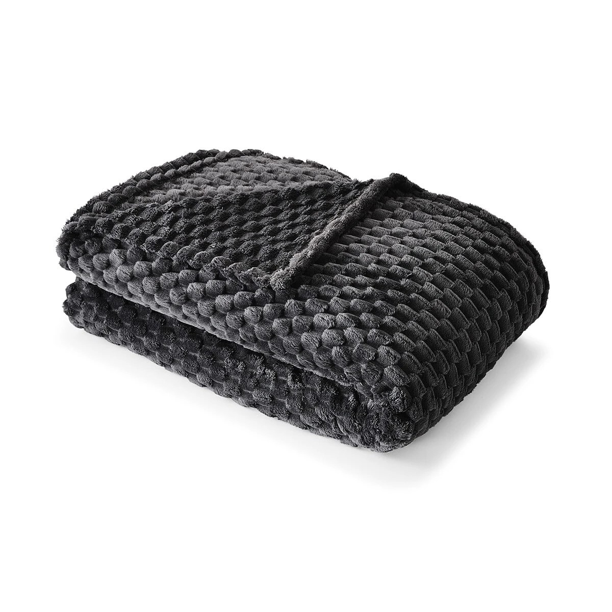 1 Soft Jacquard Blanket - Double/Queen Bed, Charcoal, 1 of 6