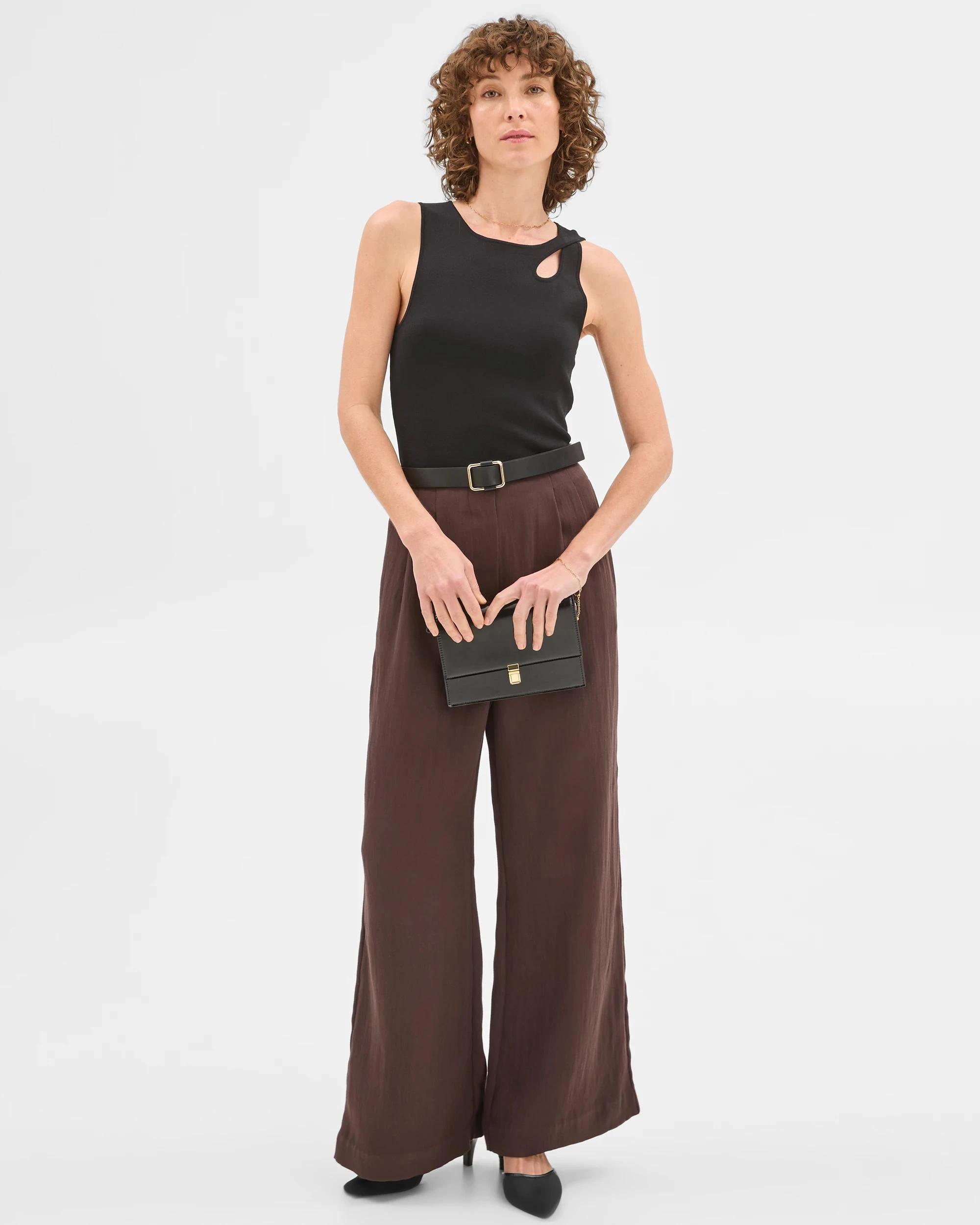 2 Sleeveless Crepe Knit Tank Top - Preview BLACK, 2 of 6