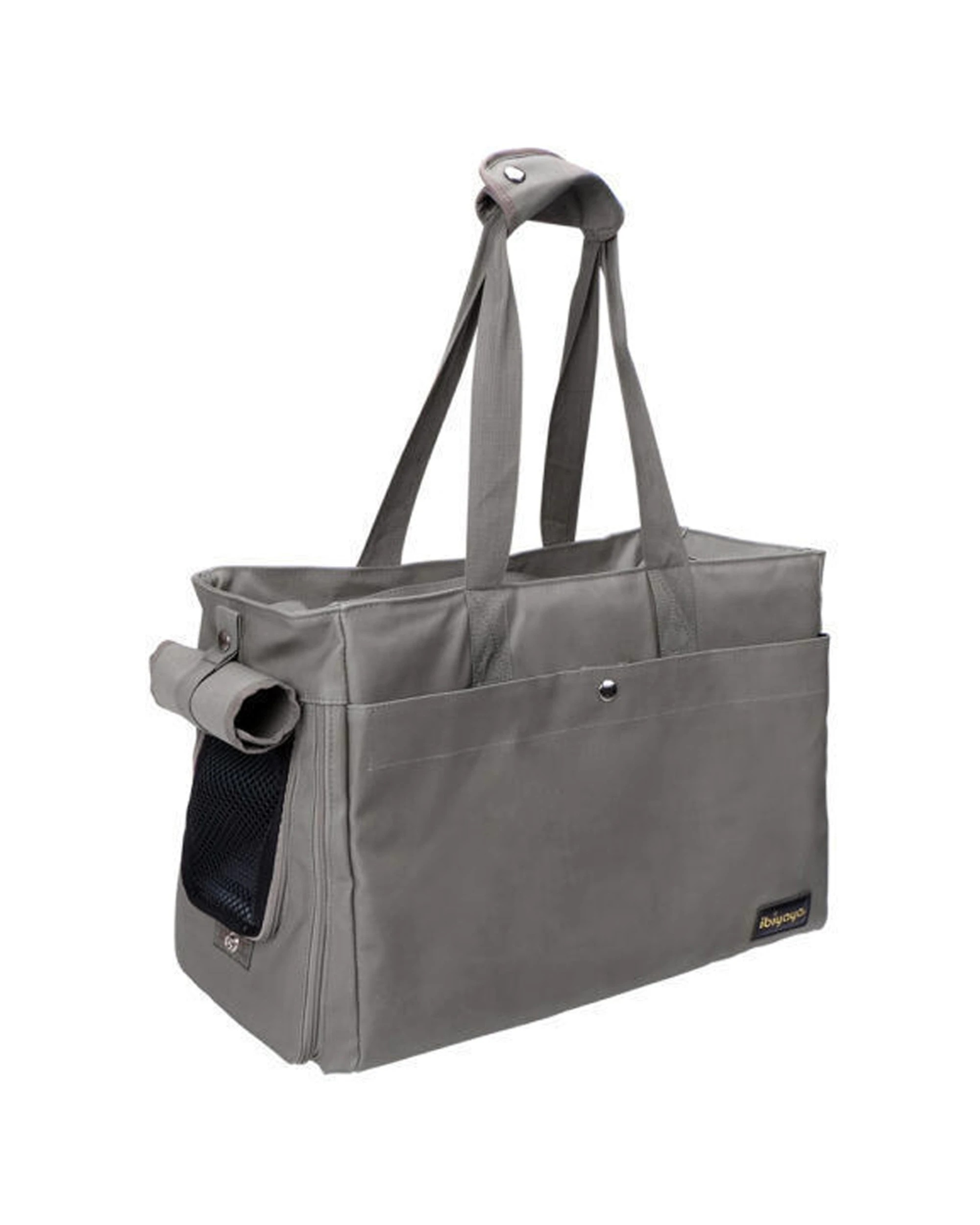 1 Ibiyaya Outdoor Canvas Pet Carrier Tote Bag Ventilated With Safety Tether - Grey, 1 of 3