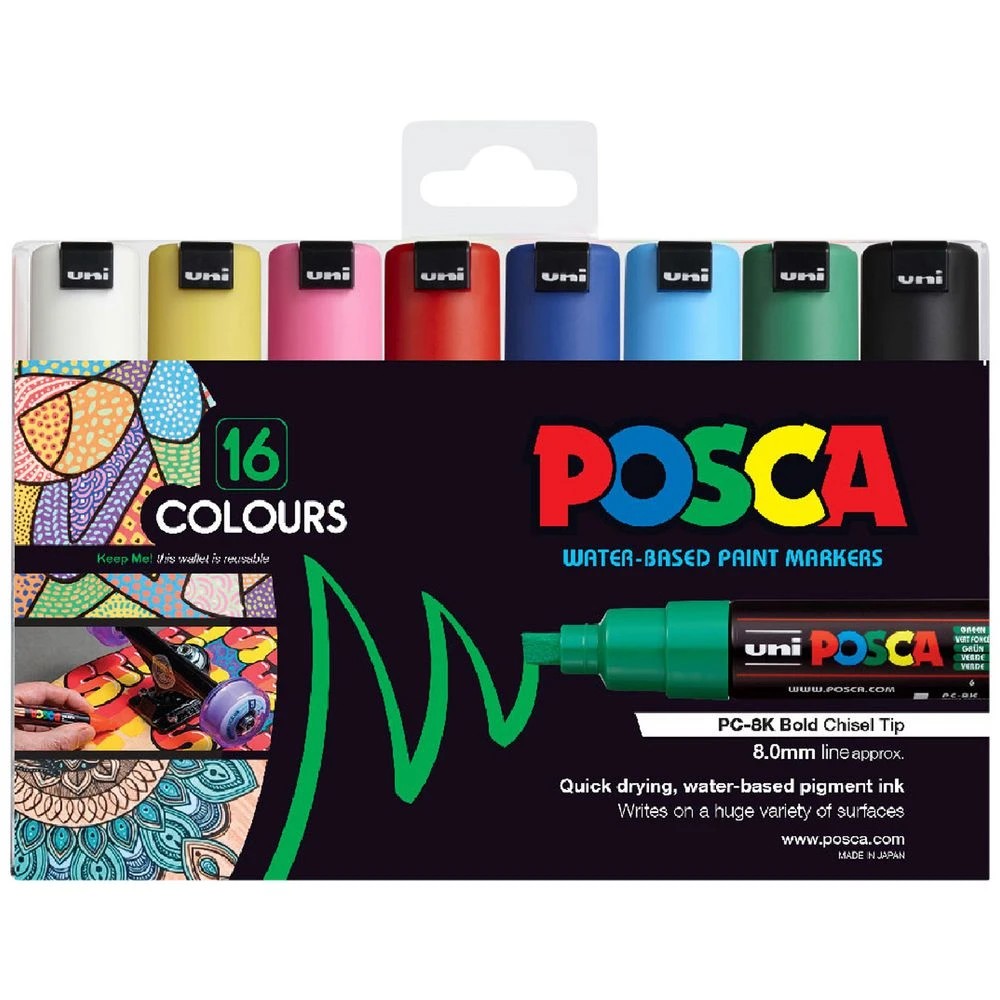 1 POSCA PC-8K Paint Markers Assorted 16 Pack, 1 of 7