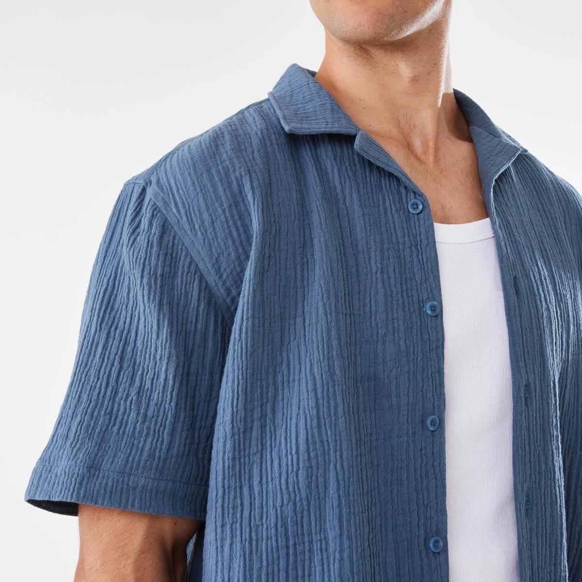 7 Short Sleeve Double Cloth Shirt BLUE MIRAGE, 7 of 10