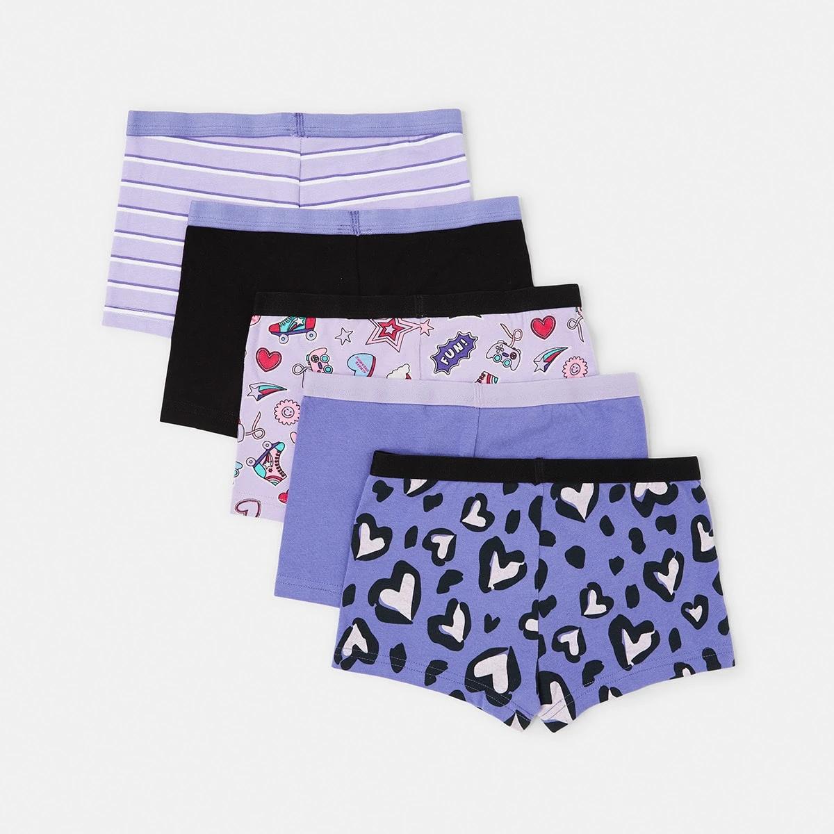 2 5 Pack Print Shorties Hearts 2, 2 of 8