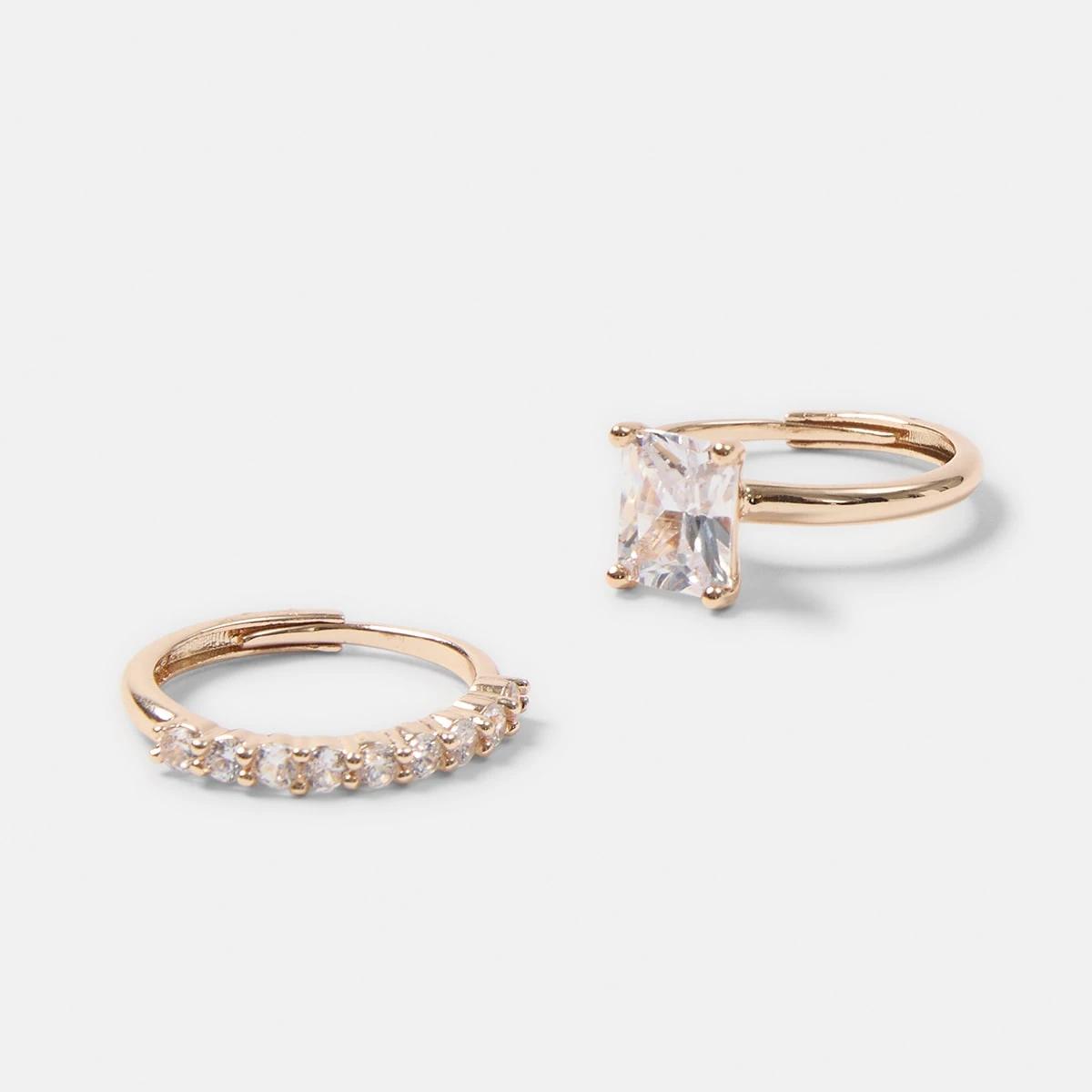 1 2 Pack Statement Emerald Rings - Gold Tone Gold, 1 of 5