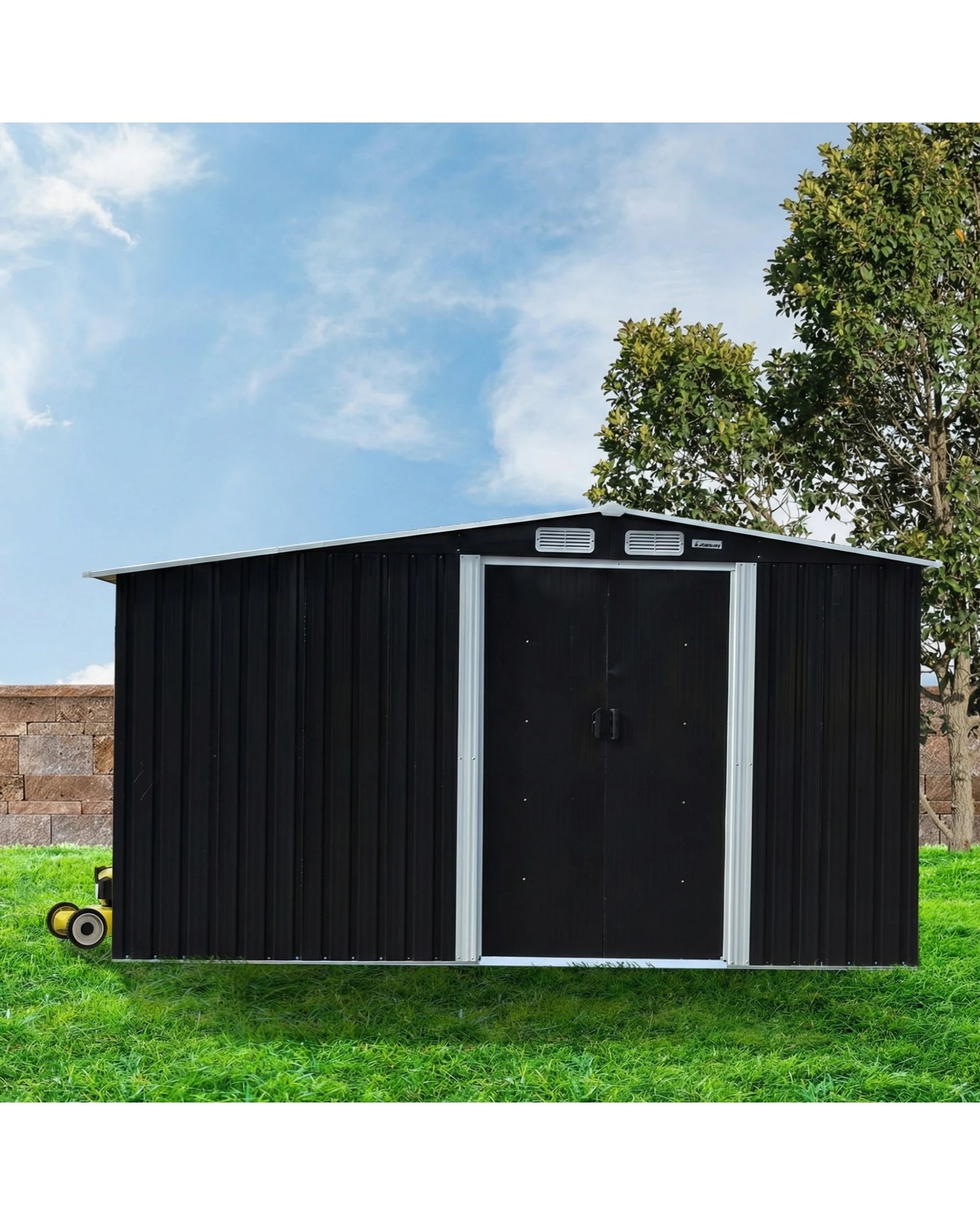 8 Wallaroo 6ft x 8Fft Garden Shed Semi-Close Storage Tool Workshop Sloped Roof - Black, 8 of 9