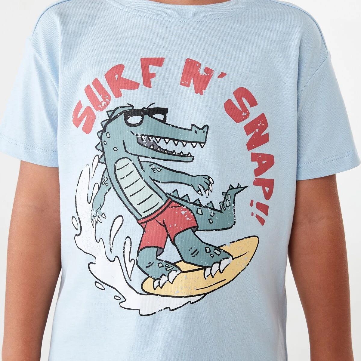 4 Chest Print T-shirt Blu Surf, 4 of 8