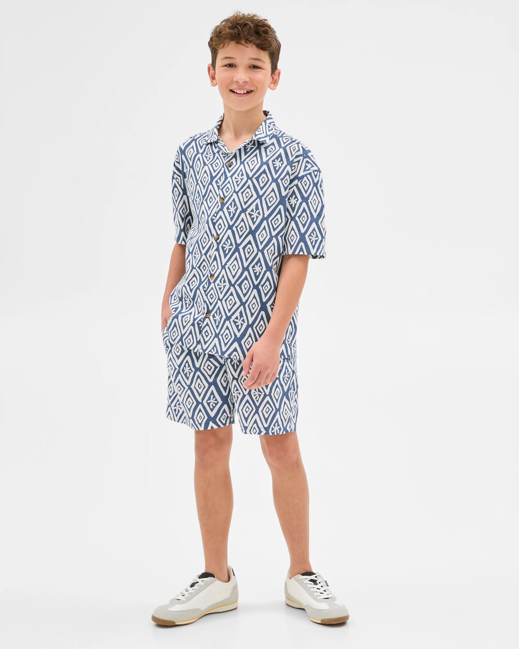 4 Target Woven Short Sleeve Shirt BLUE GEO, 4 of 6