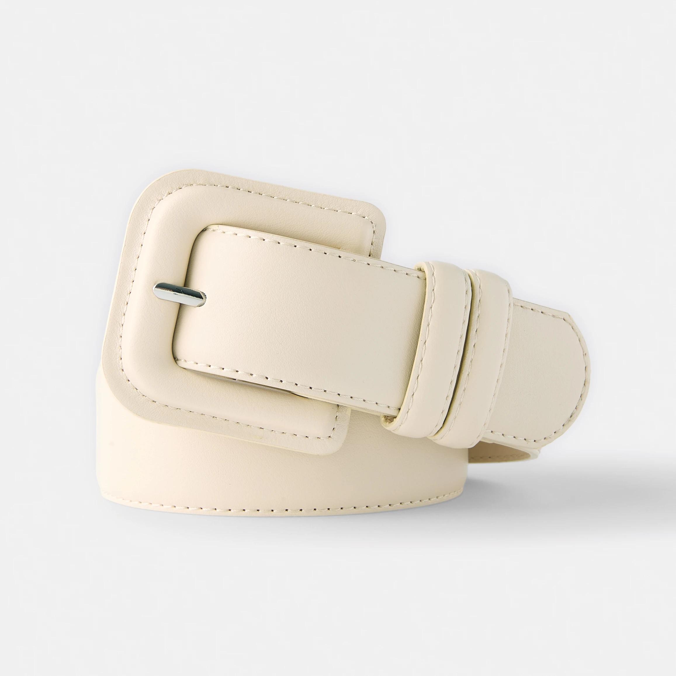 1 Covered Buckle Belt Ecru, 1 of 4