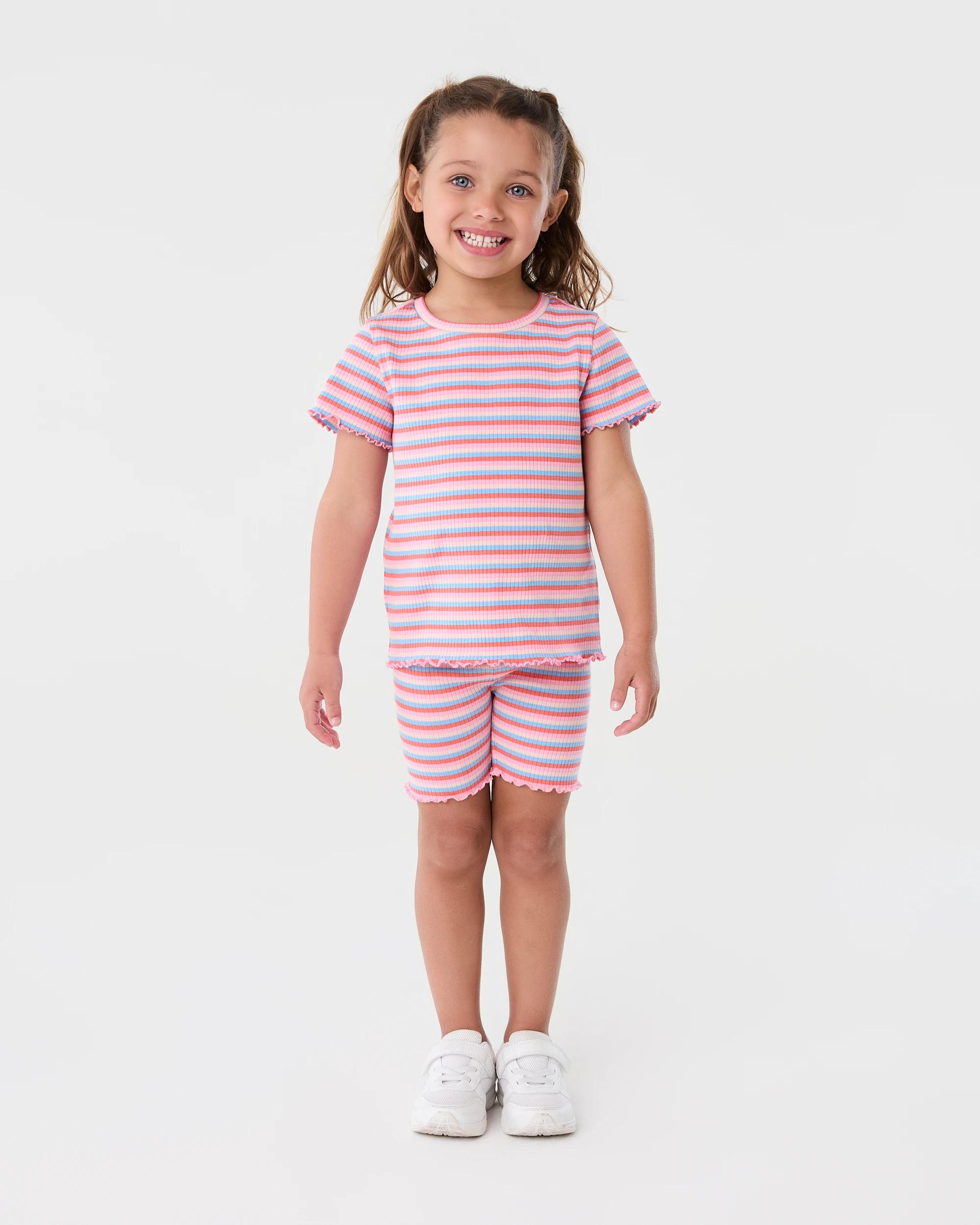 5 Printed Ribbed Bike Shorts Mlt Stripe, 5 of 6