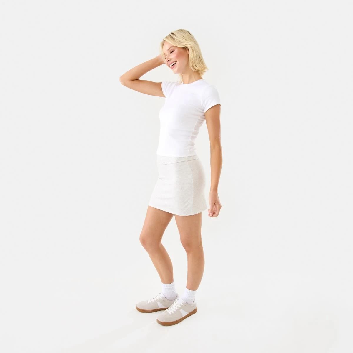 5 Fold Down Waist Skirt Wht Marle, 5 of 7