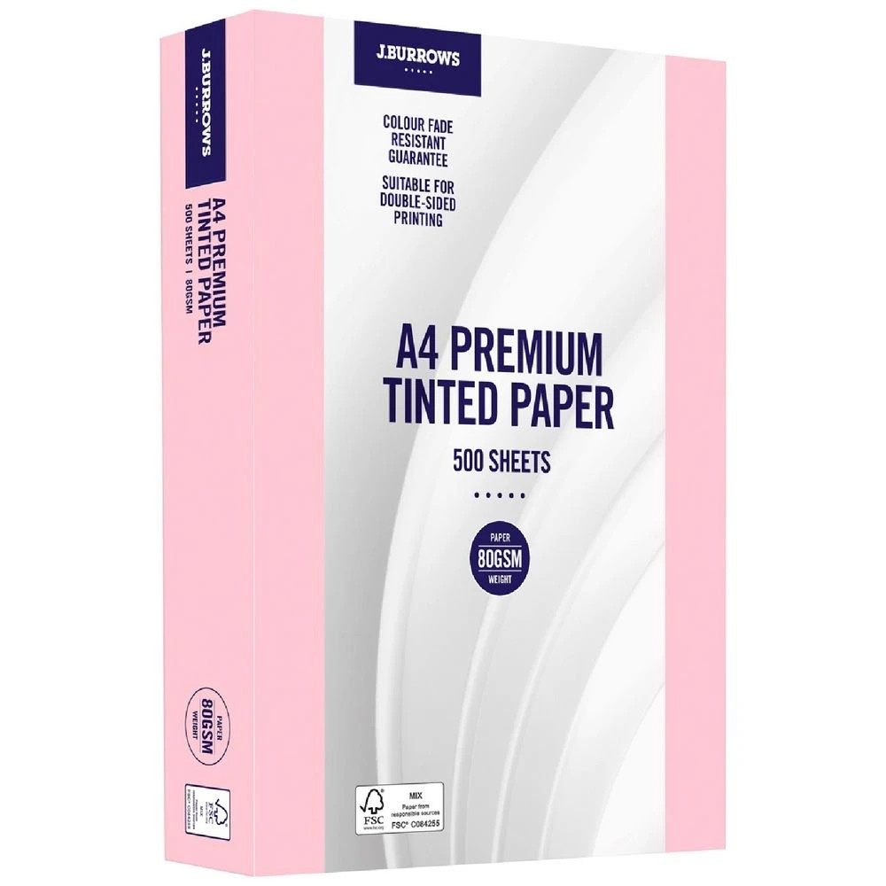 1 J.Burrows Premium A4 Tinted Paper Ream Pink, 1 of 2