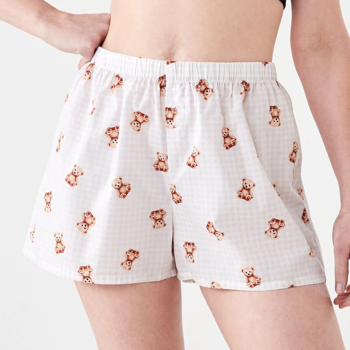 1 Woven Boxer Shorts BEAR CHECK NATURAL BEIGE, 1 of 6