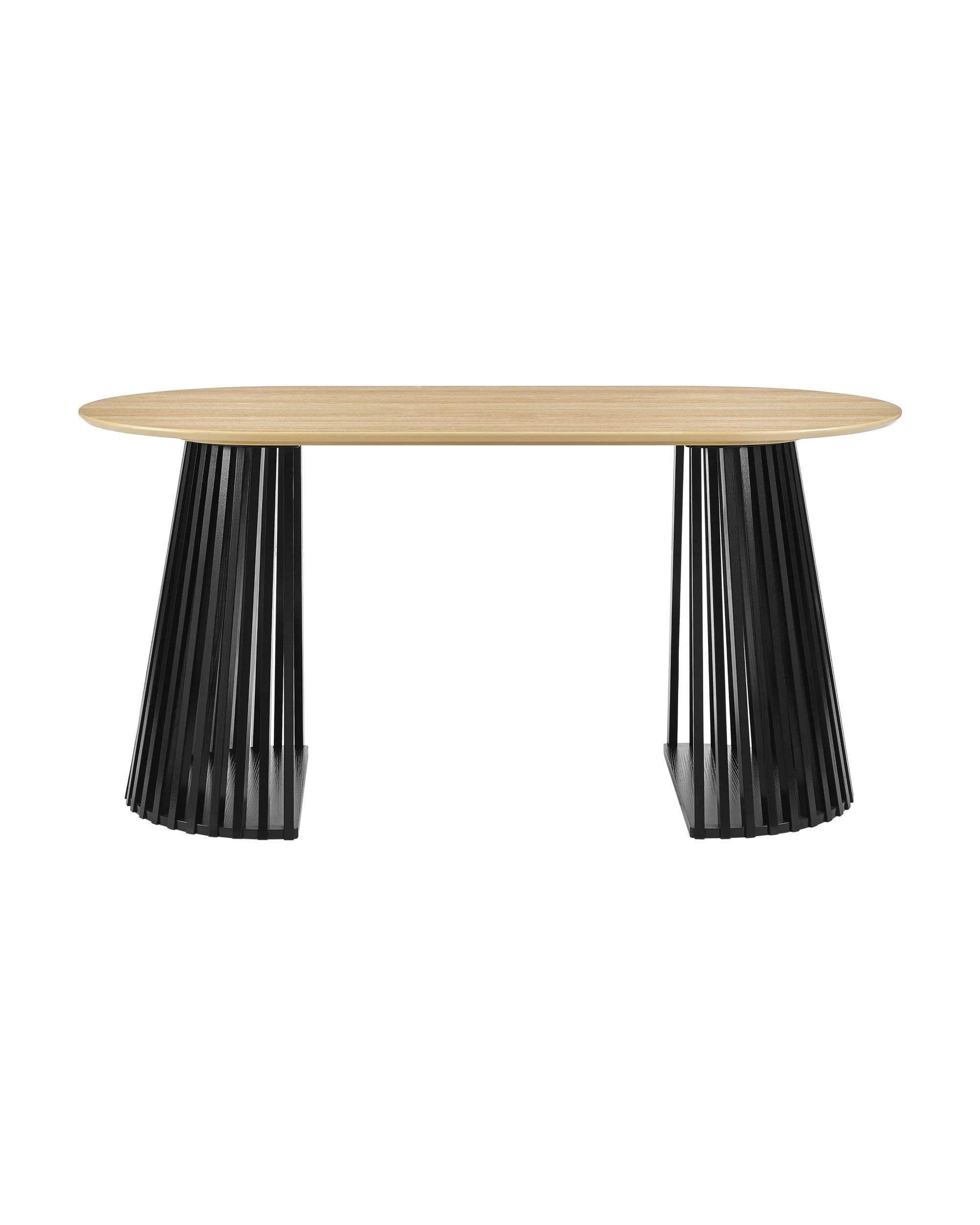 3 Kodu Oval Rounded Dining Table 160cm Black and Oak, 3 of 5