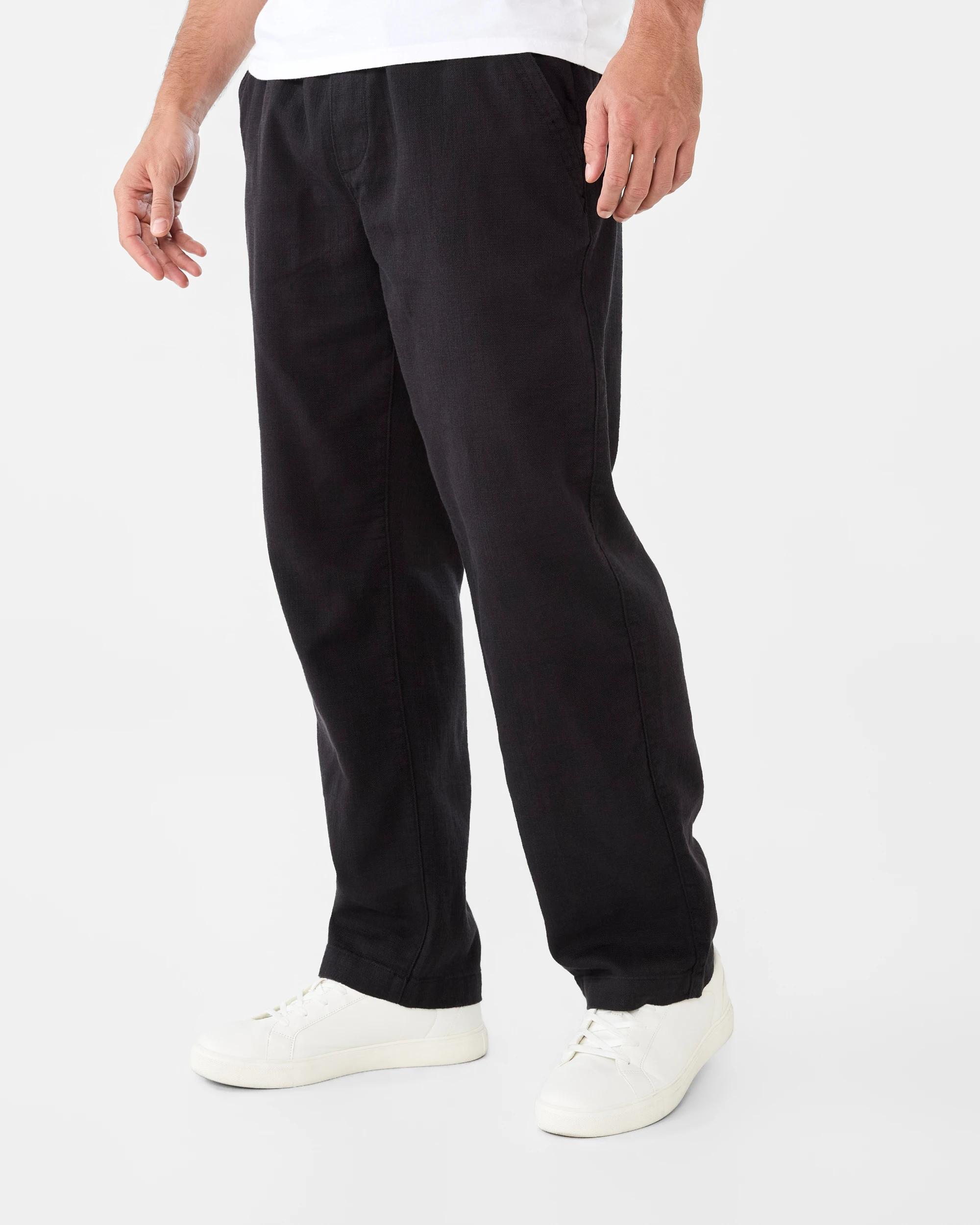 2 Elastic Waist Cotton Slub Pants Black, 2 of 6