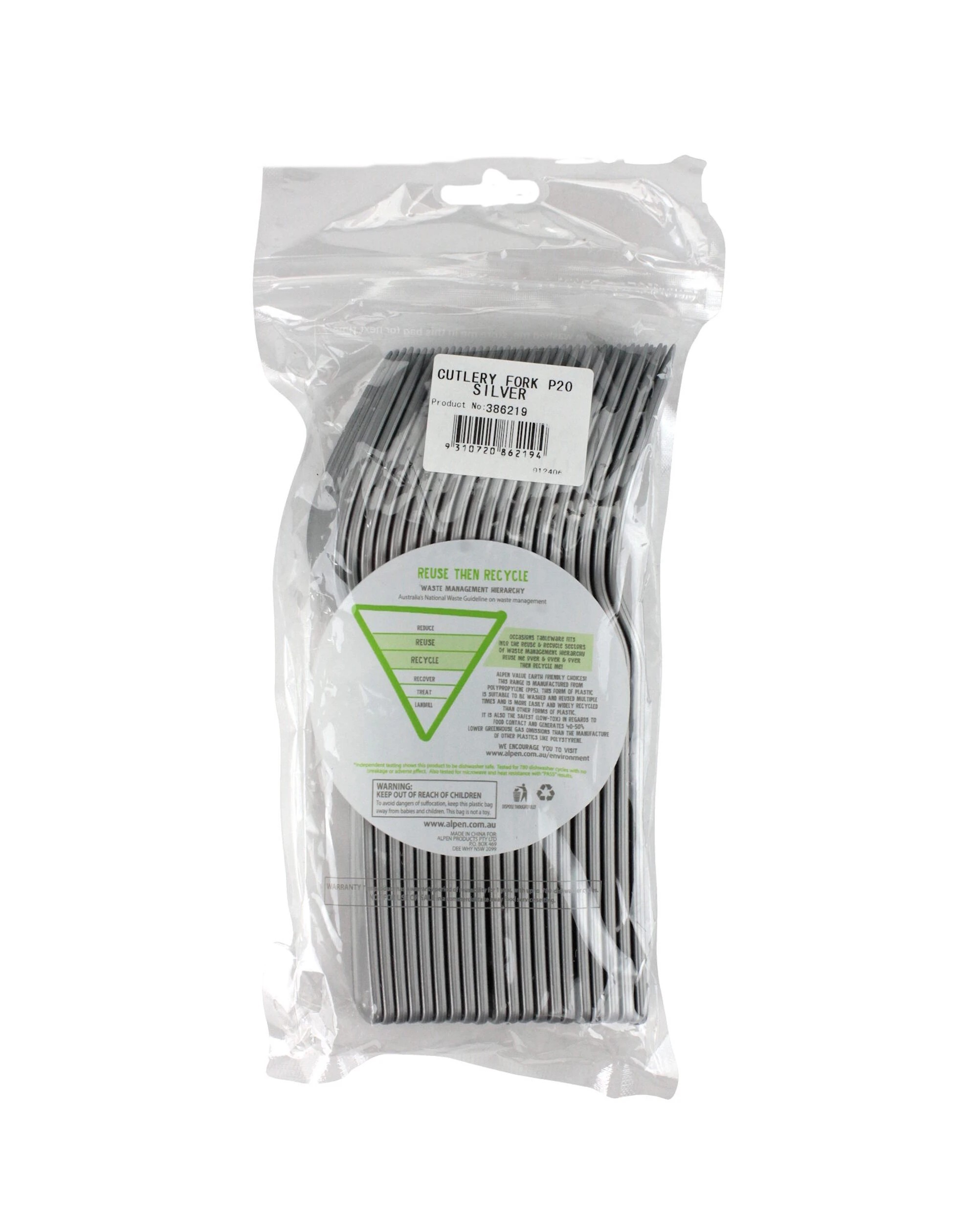 3 Alpen Reusable Plastic Forks Pack of 20 - Silver, 3 of 3