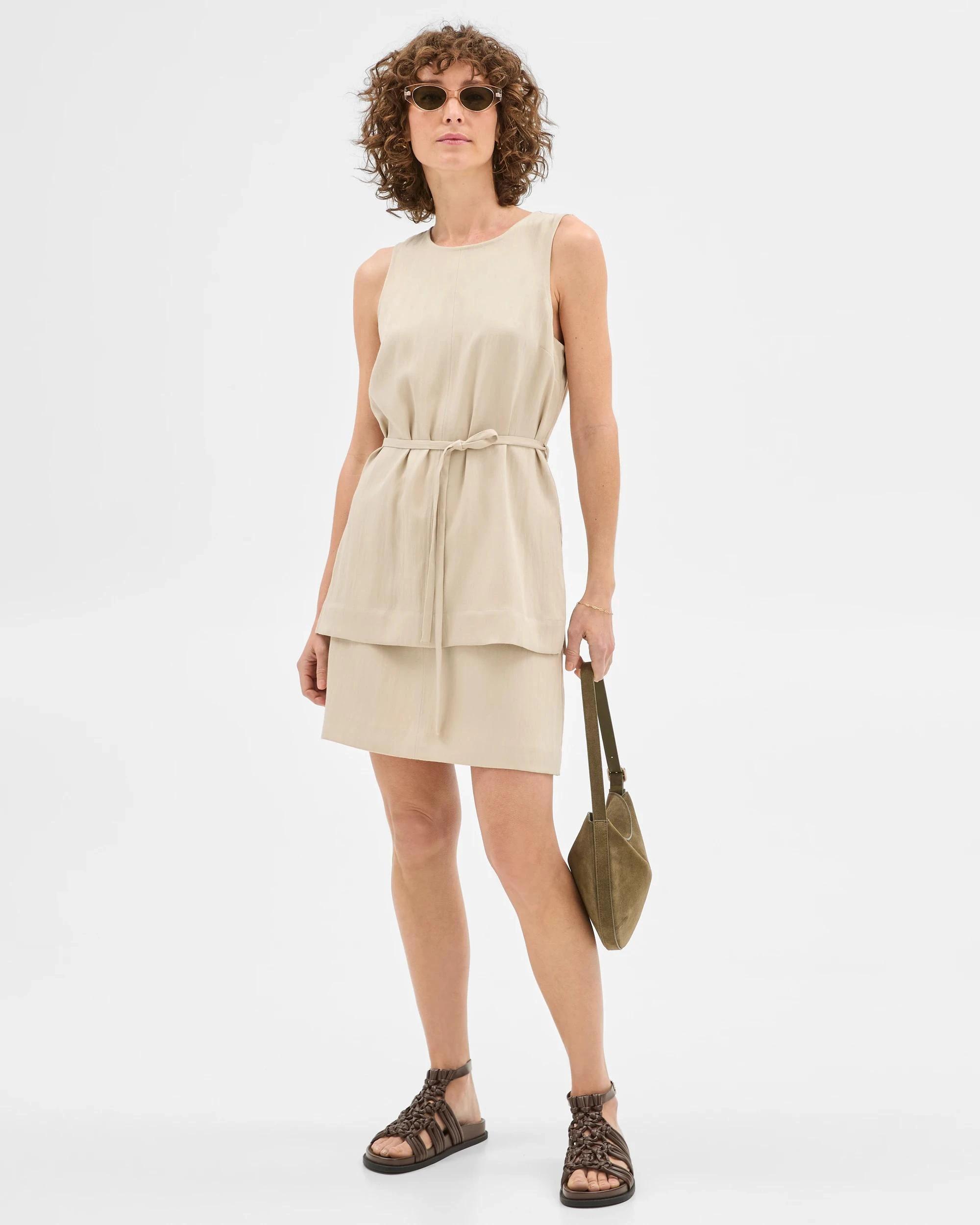 3 Summer Twill Sleeveless Belted Top - Preview SAGE, 3 of 6