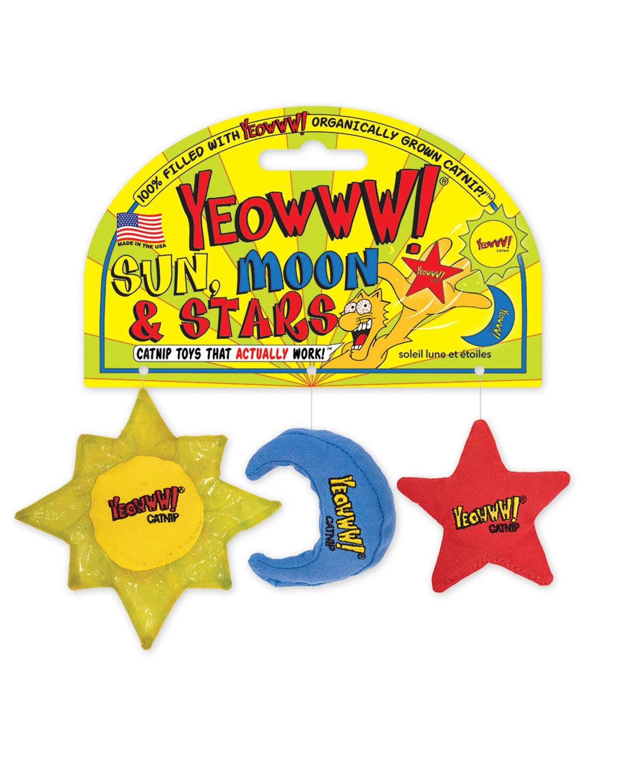 1 Yeowww Sun Moon & Stars Catnip Filled Durable Cotton Twill Cat Toy, 1 of 2