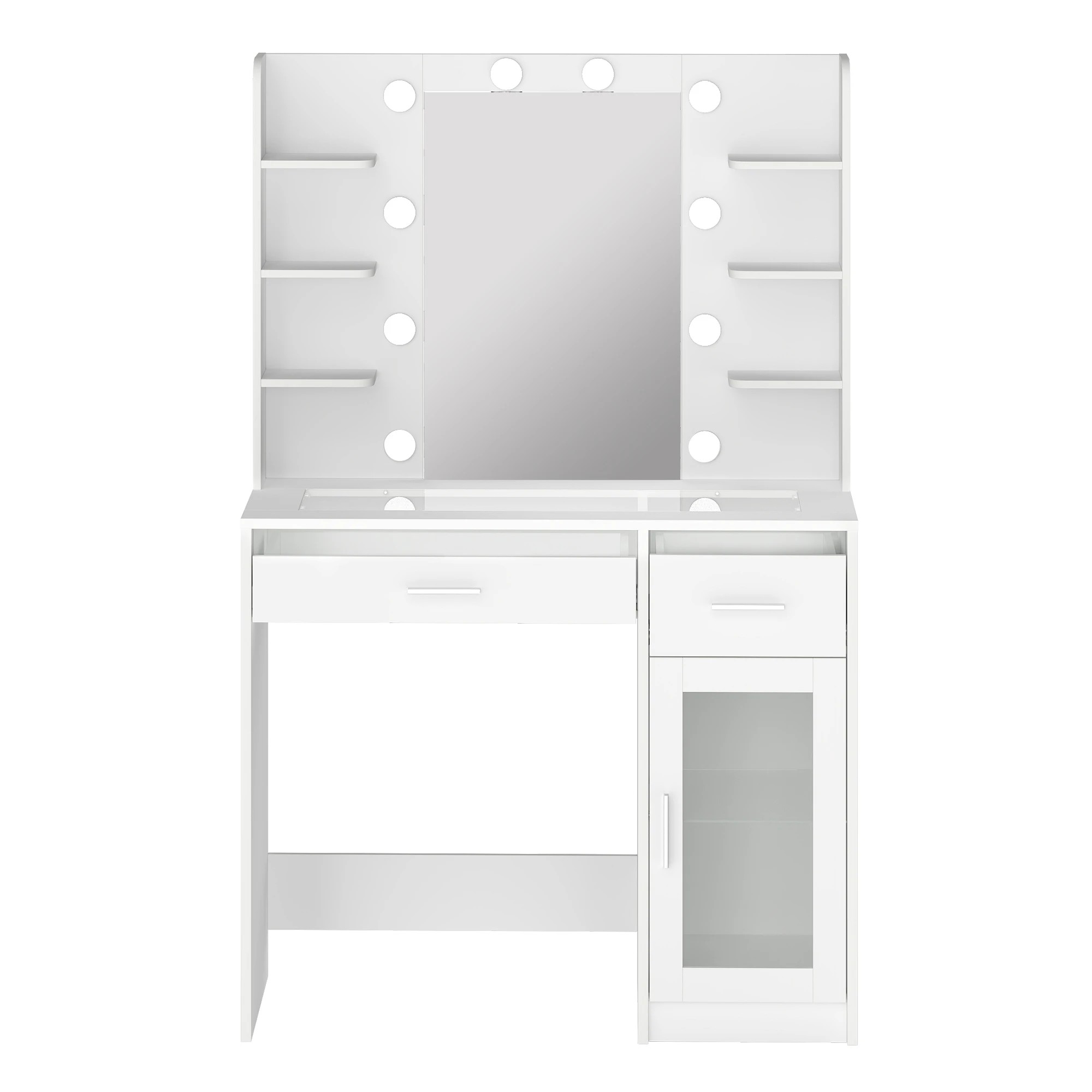 2 Levede Dressing Table  with Mirror and Lights - White, 2 of 10