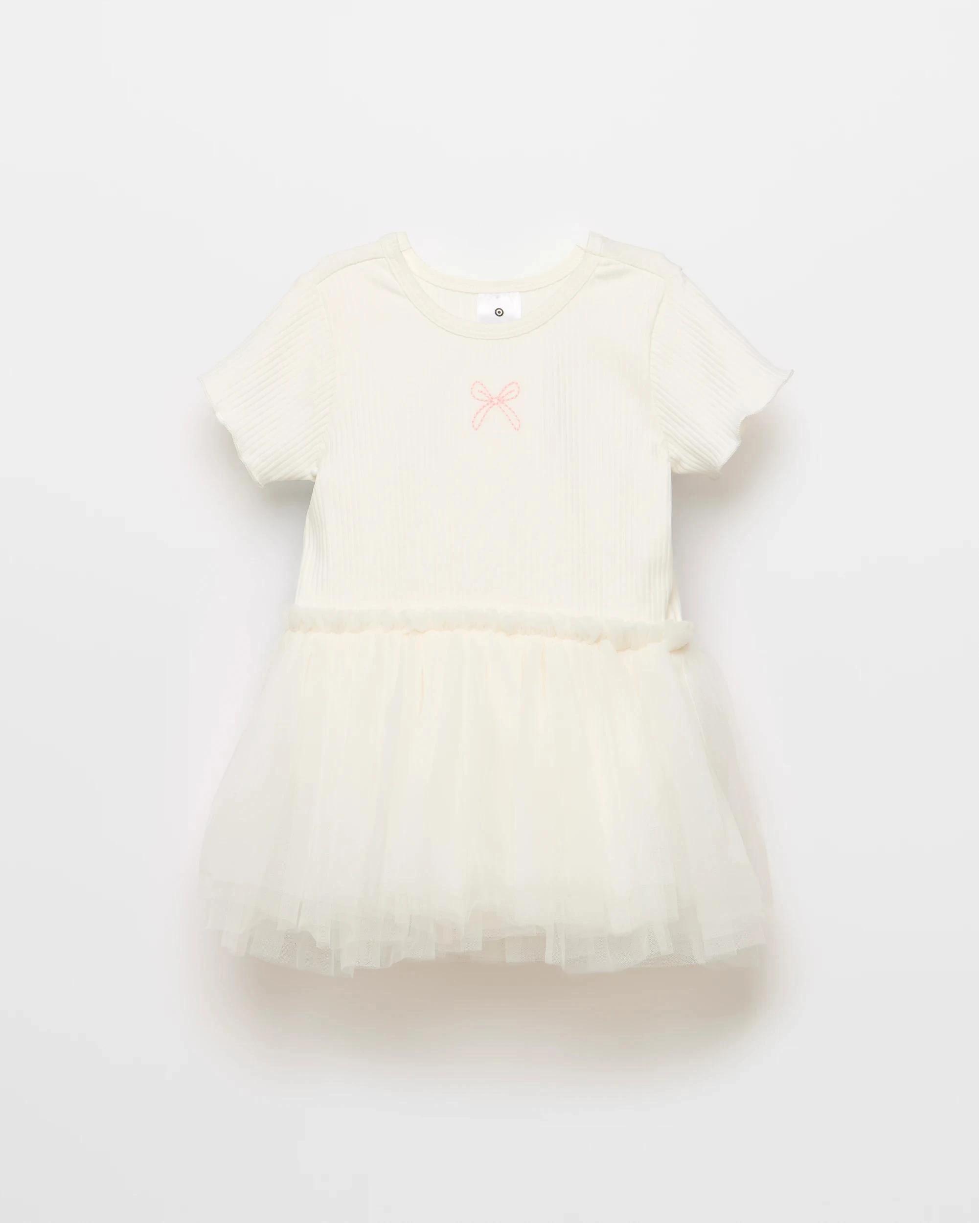 1 Target Baby Baby Rib Tulle Bodysuit Dress CREAM, 1 of 2