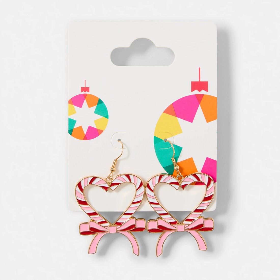 5 Christmas Heart Candycane Earrings - Pink, Red and Gold Tone, 5 of 5