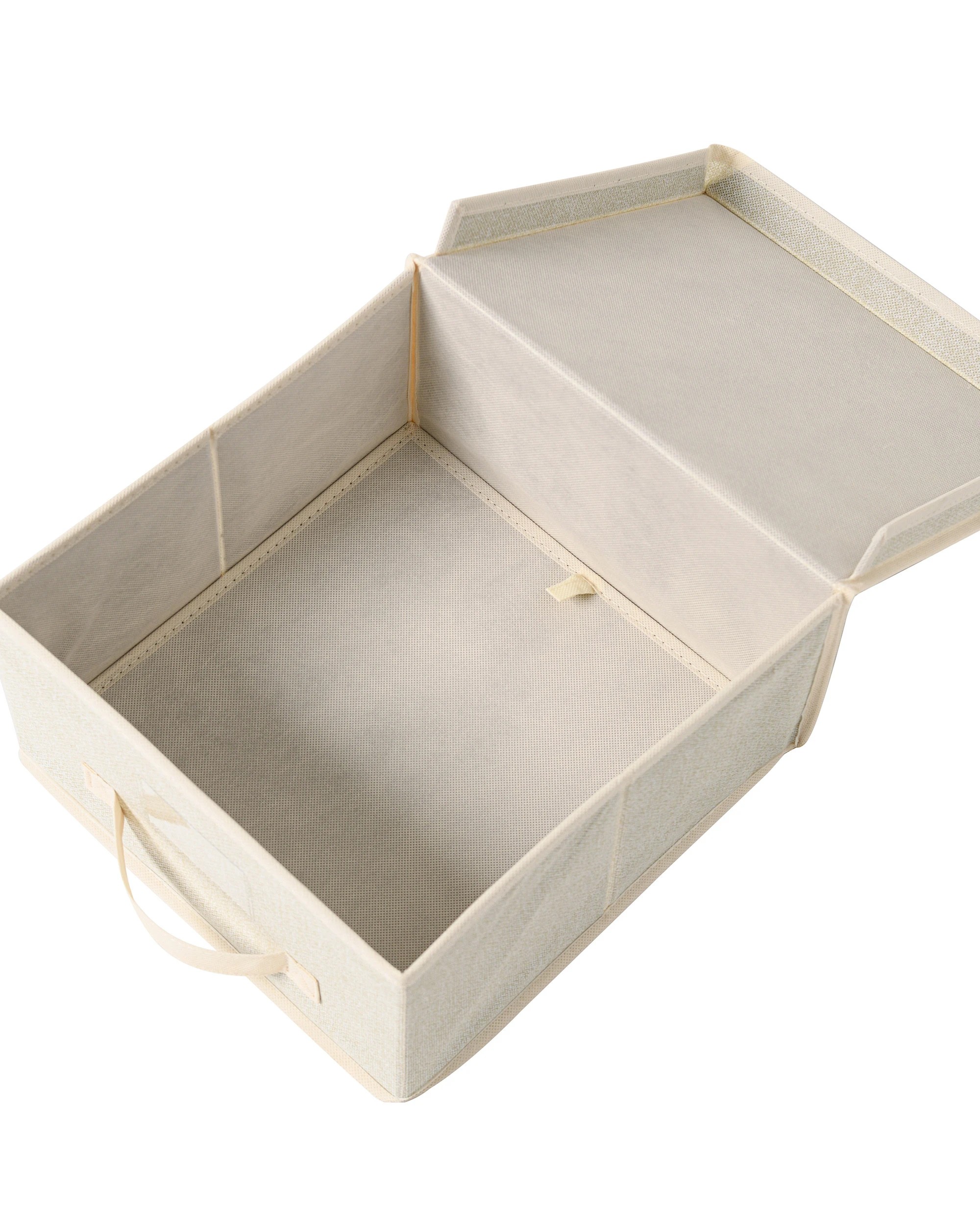 6 Takara Kasa Faux Linen Collapsible Storage Box with Lid 5 Pack 30x30x16cm - Natural, 6 of 10