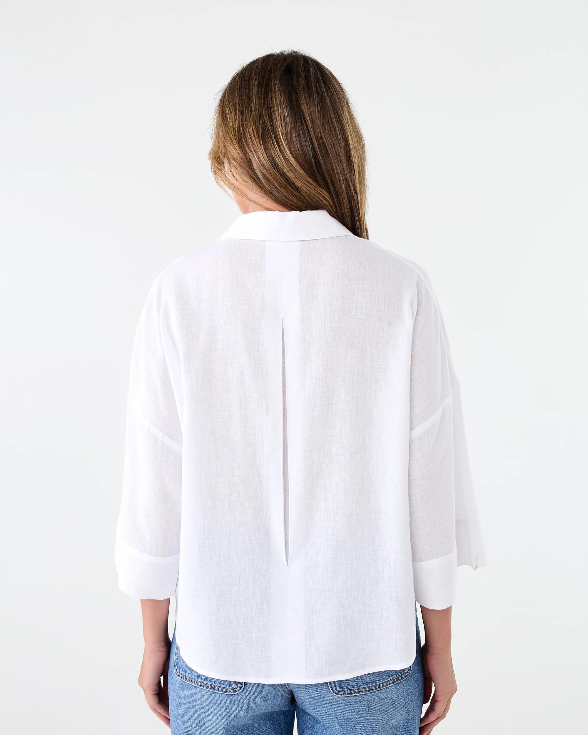 3 Long Sleeve V-Neck Dolman Shirt White, 3 of 8