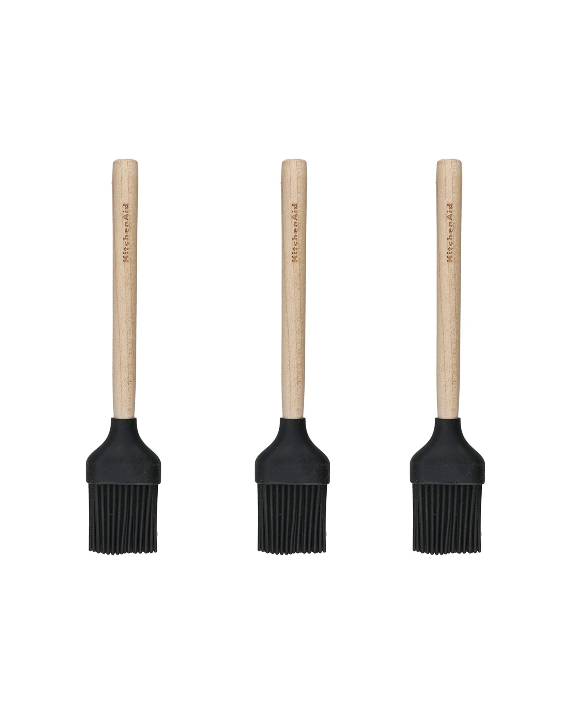 1 KitchenAid 3PK Silicone Mini Pastry Brush With Maple Wood Handle  30cm Kitchen Utensils Set - Multi, 1 of 3