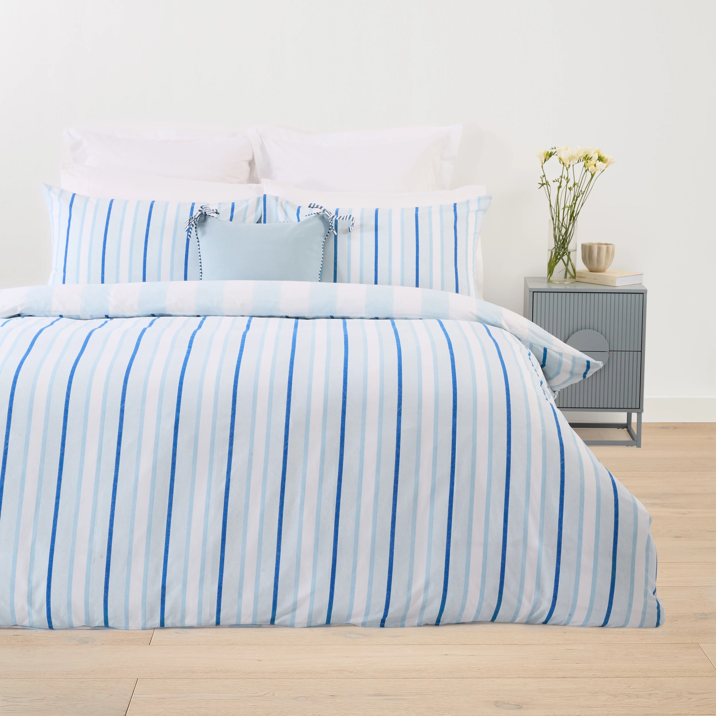 1 Morgan Cotton Rich Reversible Quilt Cover Set - King Bed, Blue, 1 of 7