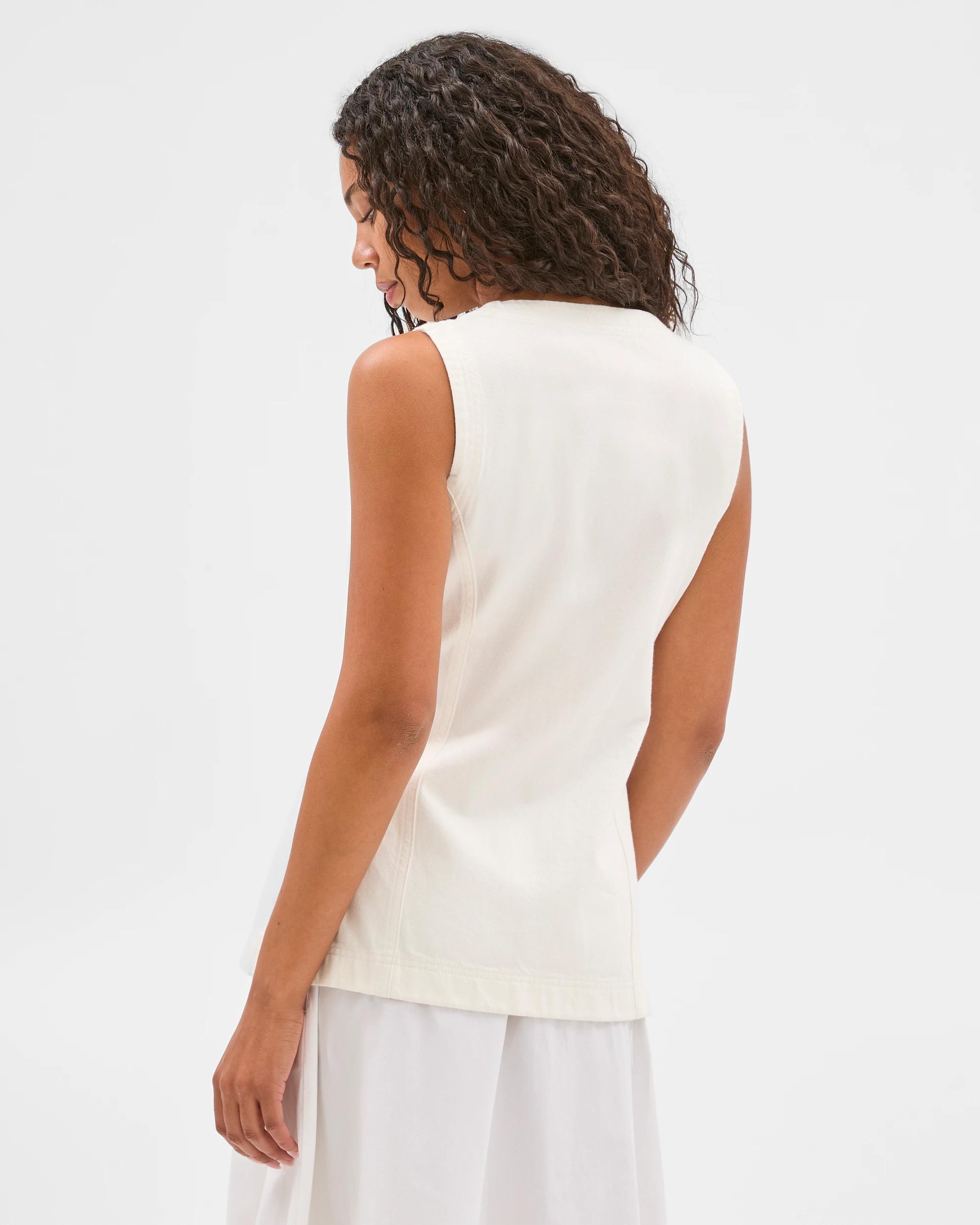 6 Target Crew Neck Denim Vest WHITE, 6 of 6