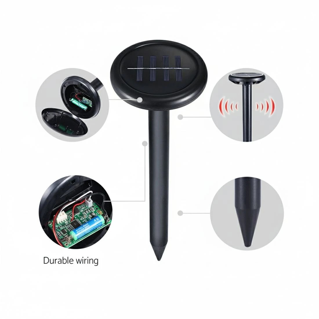 4 Gardeon Snake Repeller 10X Ultrasonic Solar Powered - Black, 4 of 5