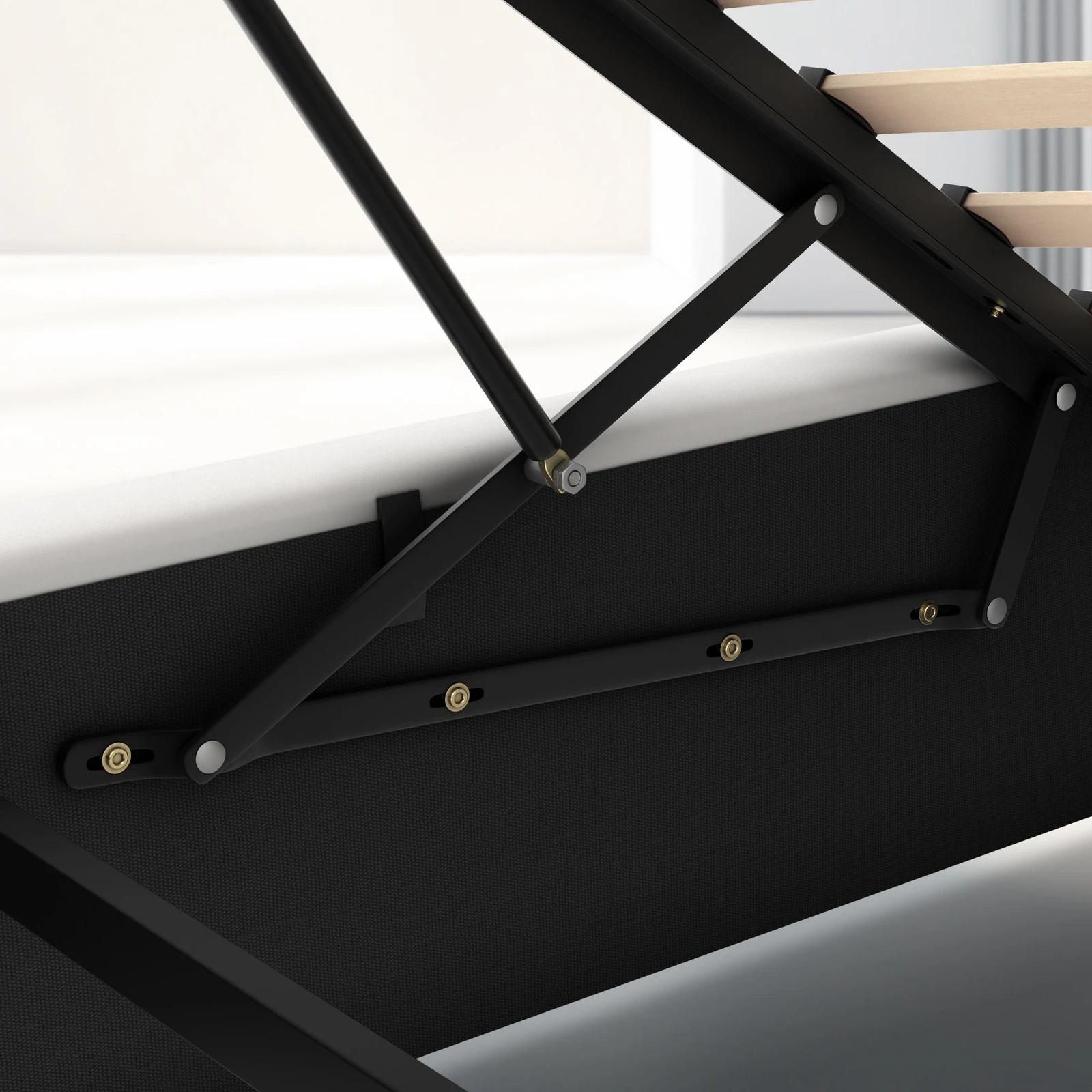 7 Alfordson Bed Frame King Size Platform RGB LED Gas Lift Base Storage - White, 7 of 10