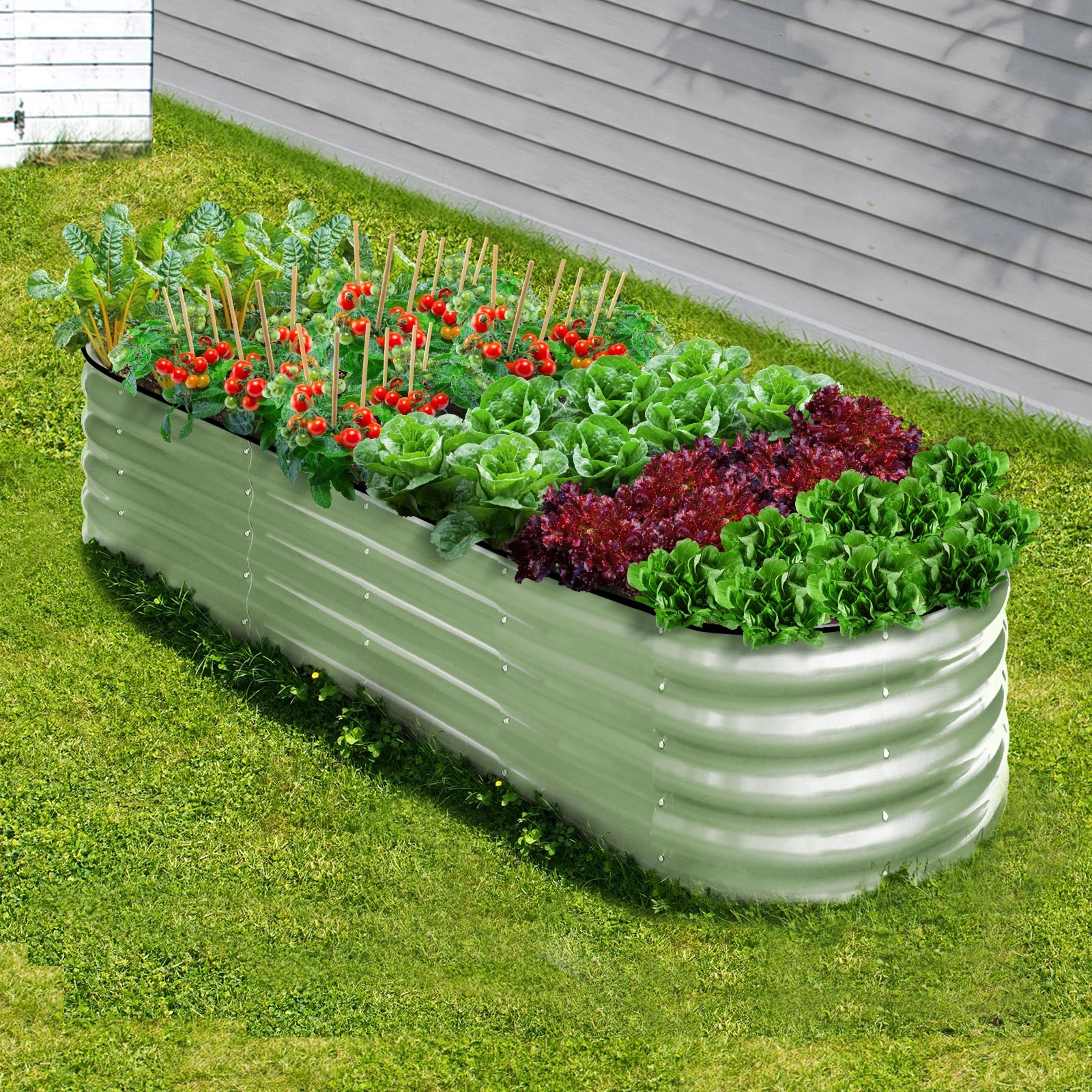 3 Livsip Garden Bed 240x80x42cm Planter Box Raised Container Galvanised - Green, 3 of 8