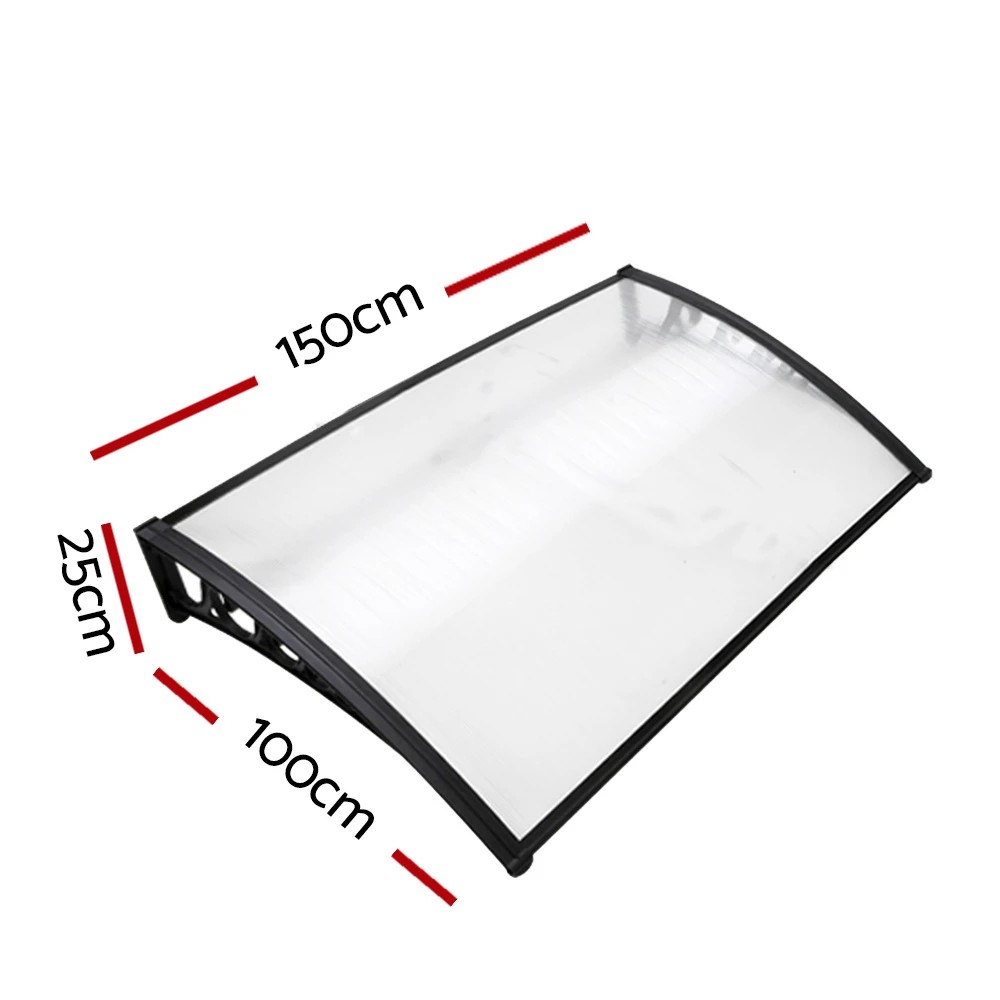 2 Instahut Window Door Awning 1mx1.5m Transparent - Clear, 2 of 7