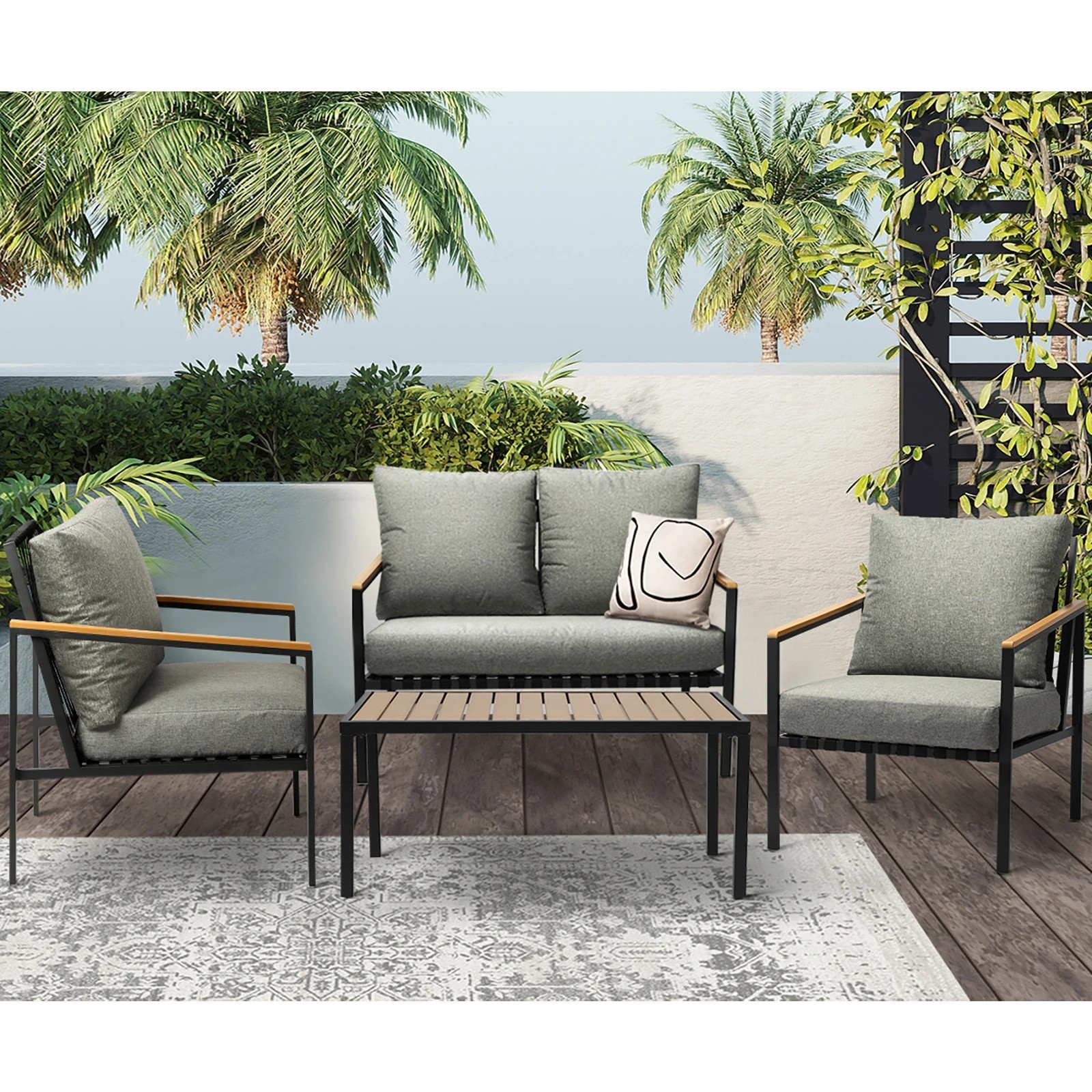9 Livsip Outdoor Furniture 4-piece Setting Bistro Set Dining Chairs Patio Setting
 - Multi, 9 of 10
