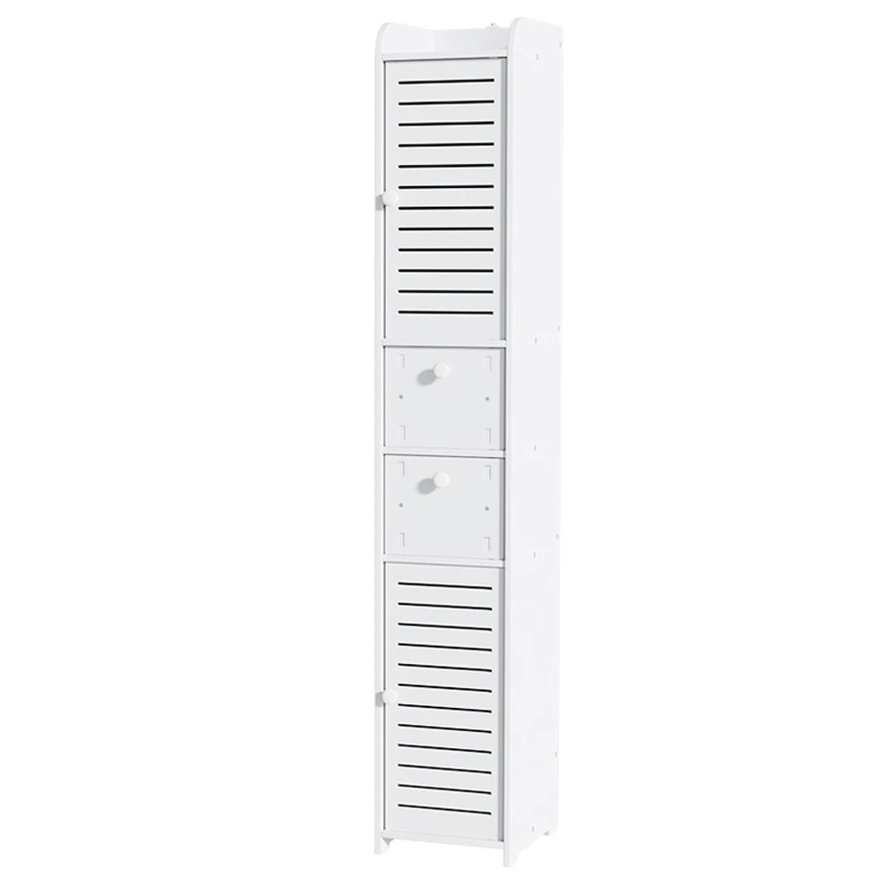 1 Artiss 2X Bathroom Toilet Storage Cabinet Laundry Tallboy Cupboard - White, 1 of 8