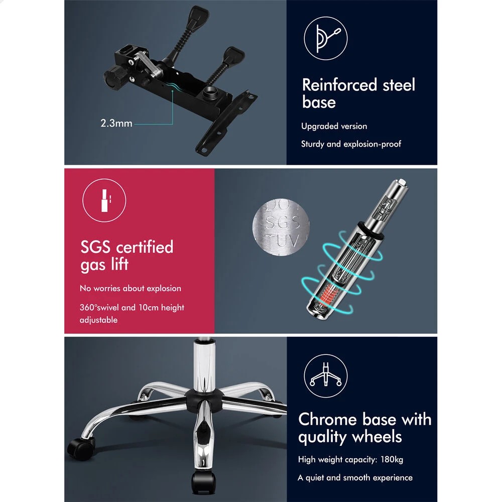 8 Alfordson Massage Office Chair Executive Seat Gaming Recliner Computer Racer - Grey, 8 of 10