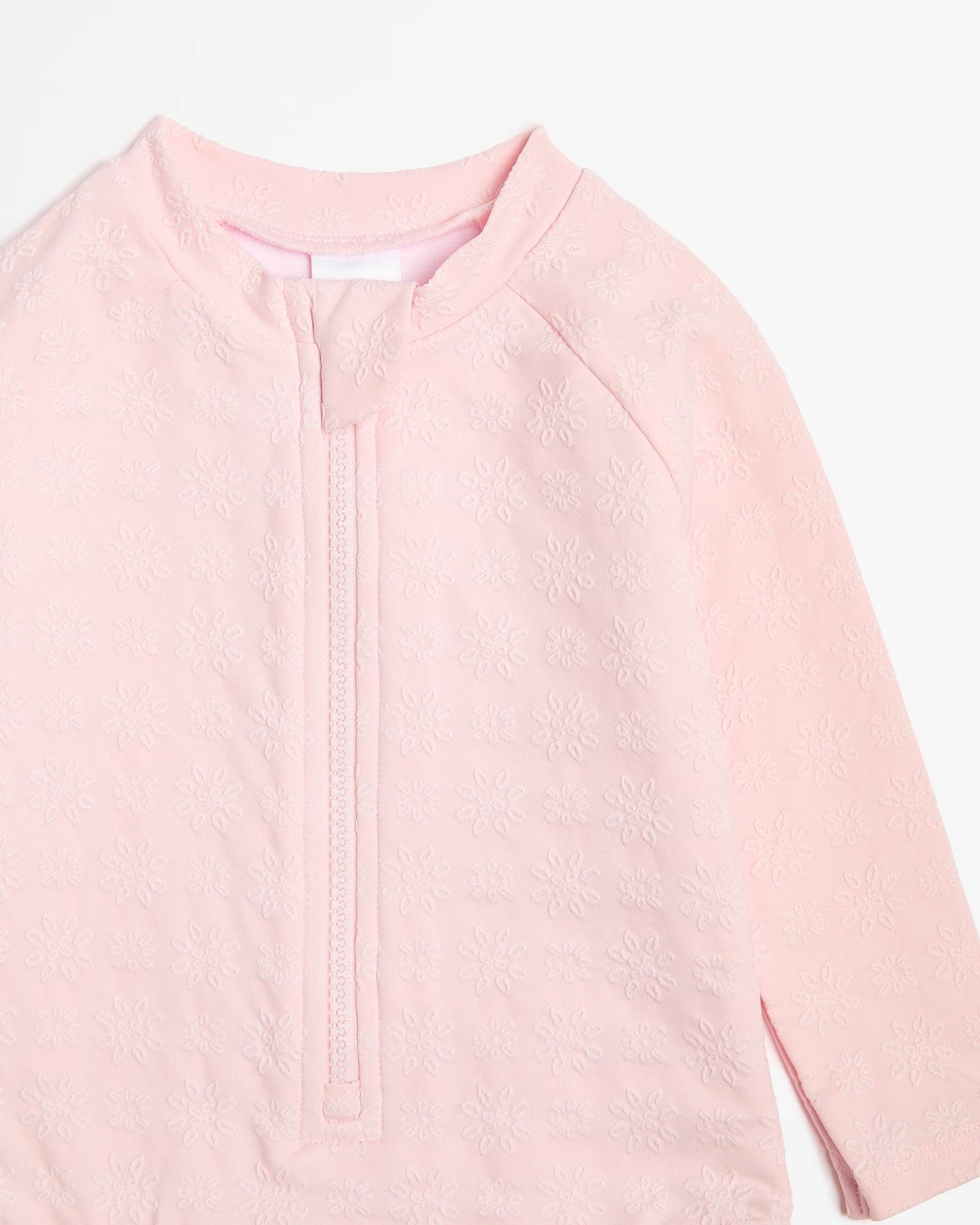 2 Target Baby Girls Rashsuit Swim Set With Hat 2 Piece PINK EMBROIDERED FLORAL, 2 of 3