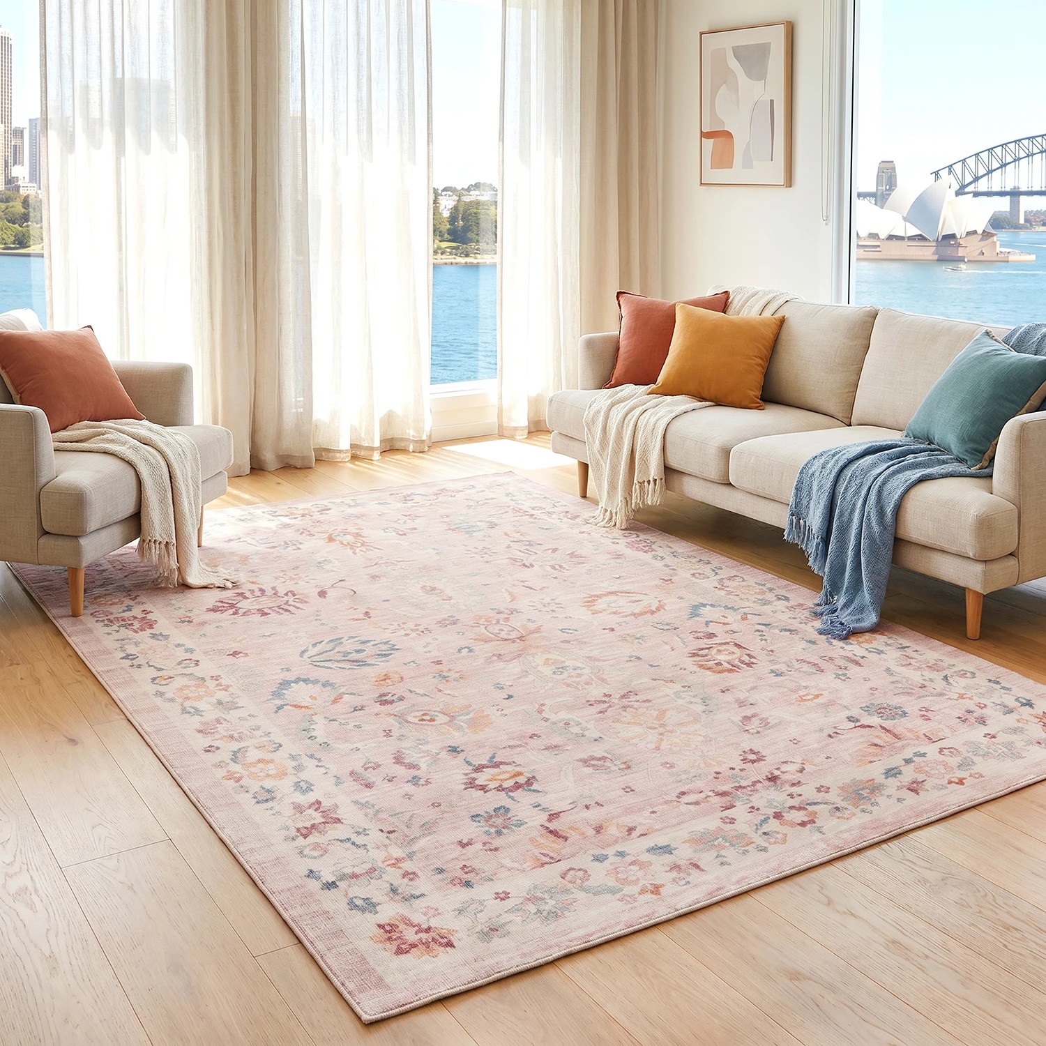 2 Common Ground Rugs Vitality Amira Washable 320x230cm - Extra Large Floor Rug - Pink, 2 of 7